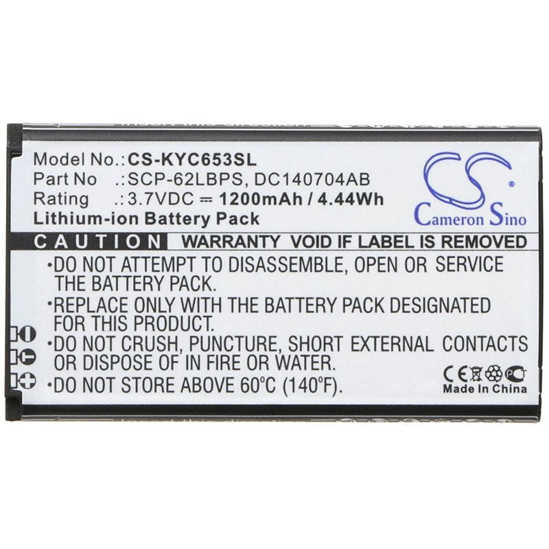 Li-ion Battery fits Kyocera, c6530, c6530n, hydro life 3.7V, 1200mAh Mobile & SmartPhone Cameron Sino Technology Limited (Suspended)