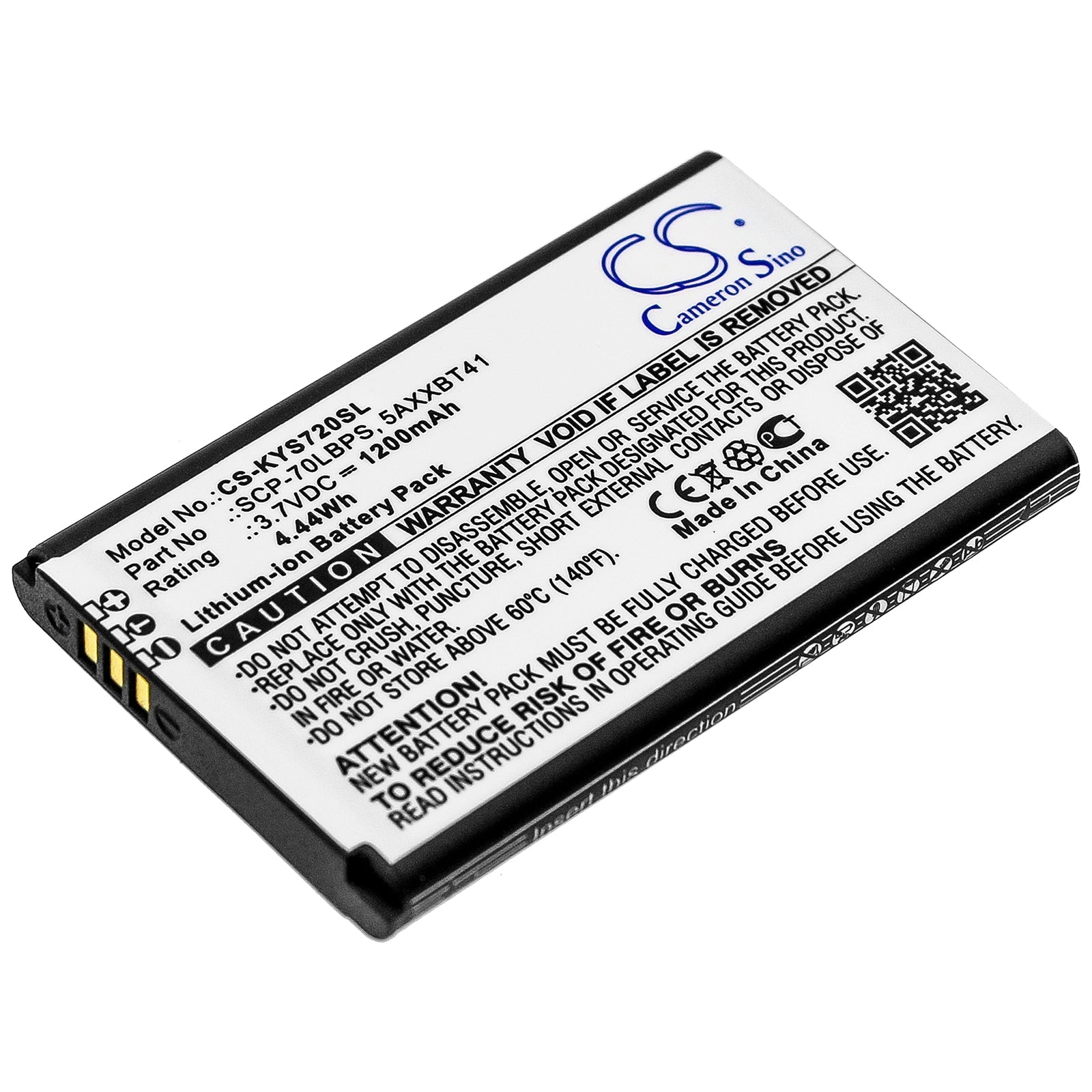 Li-ion Battery fits Kyocera, Cadence Lte, S2720, S2720pp 3.8V, 1200mAh Mobile & SmartPhone Cameron Sino Technology Limited
