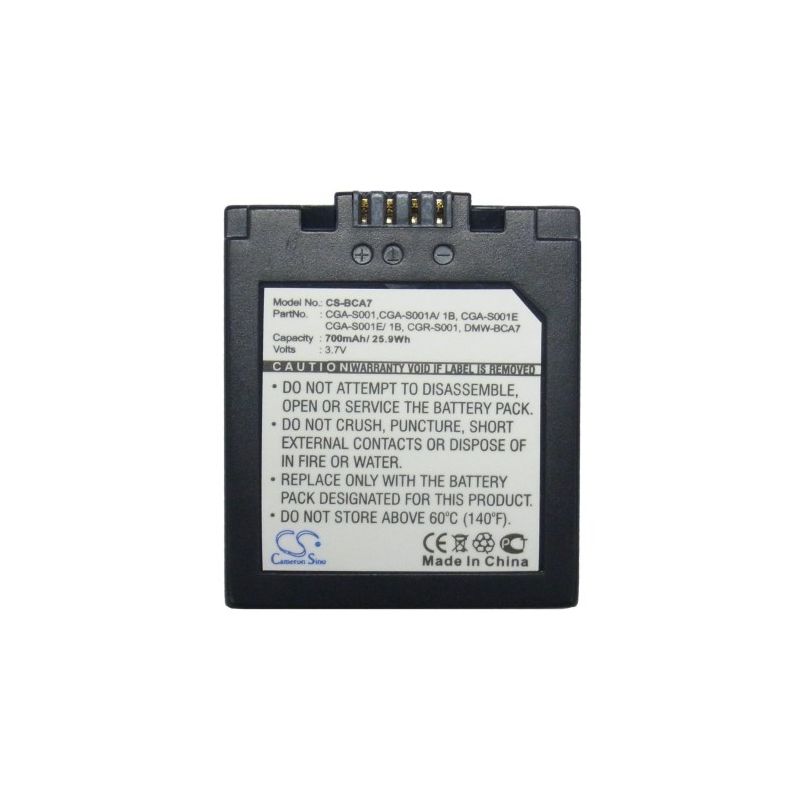 Li-ion Battery fits Leica, D-lux, Panasonic, Lumix Dmc-f1 3.7V, 700mAh Camera Cameron Sino Technology Limited