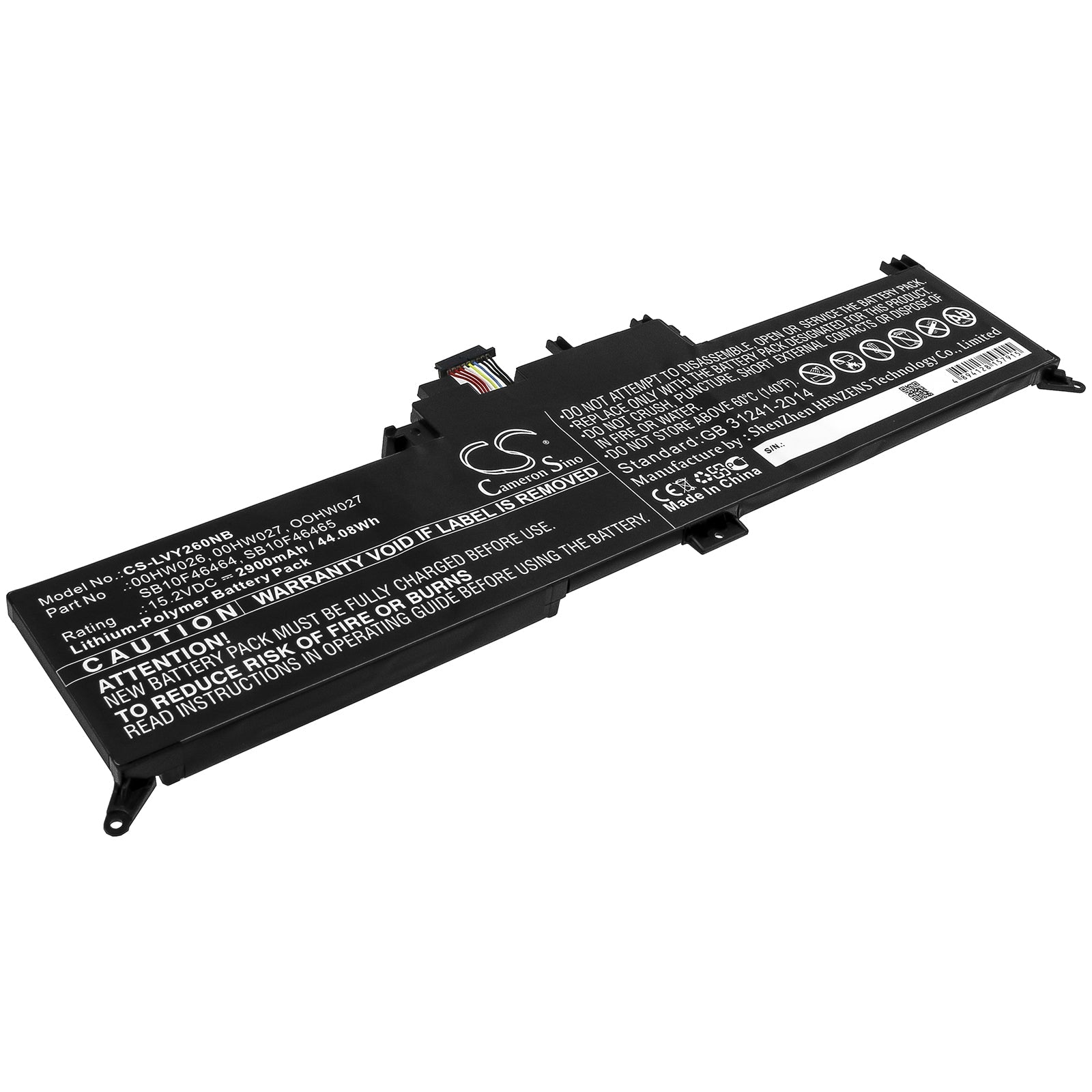 Li-ion Battery fits Lenovo, 00hw026, 00hw027, Oohw027, Sb10f46464, Sb10f46465 15.2V, 2900mAh Notebook & Laptop Cameron Sino Technology Limited