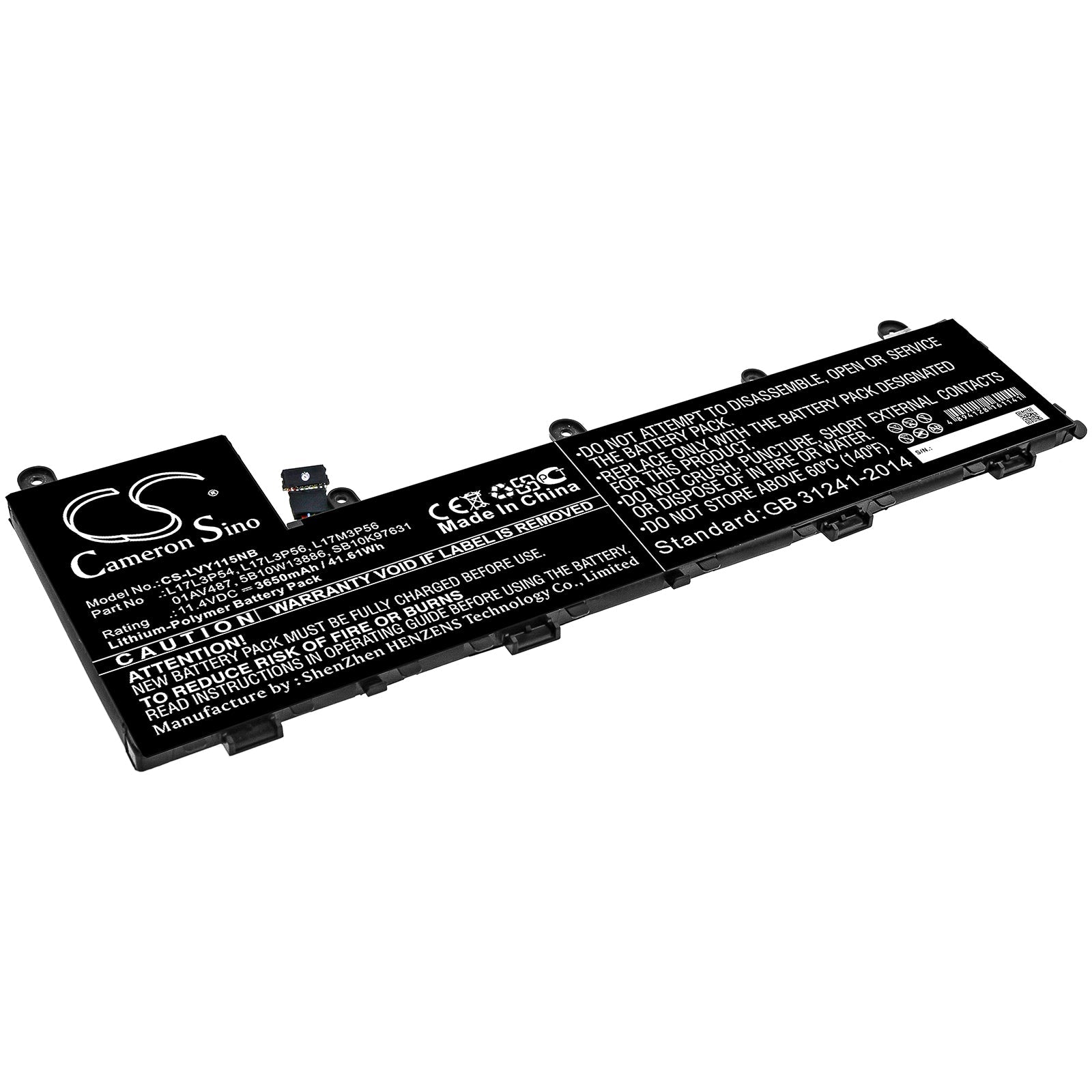 Li-ion Battery fits Lenovo, 01av486, 01av487, 5b10w13886, L17l3p54, L17l3p56, L17m3p56, Sb10k97630, Sb10k97631, Sb10t83129 11.1V Notebook & Laptop Cameron Sino Technology Limited