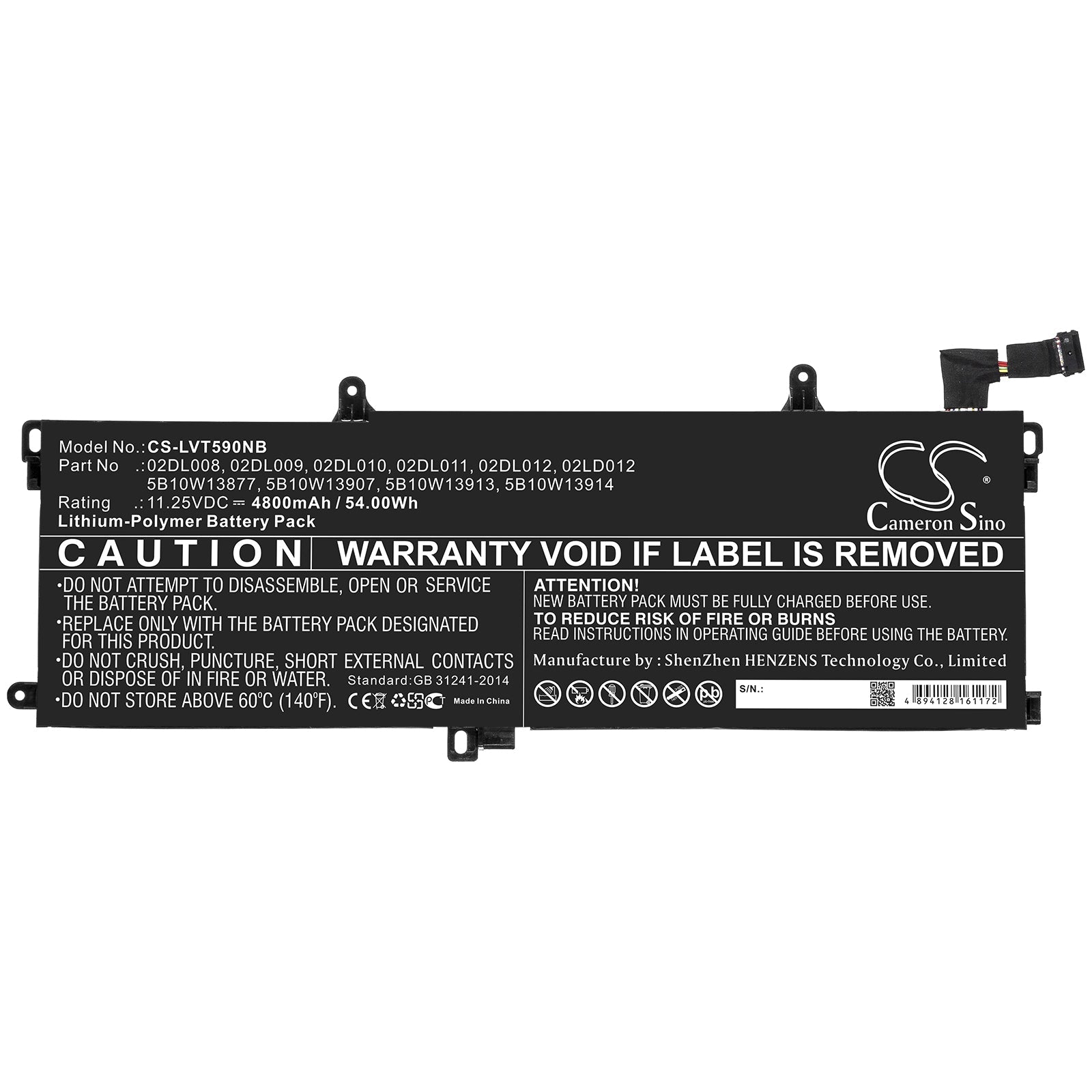 Li-ion Battery fits Lenovo, 02dl008, 02dl009, 02dl010, 02dl011, 02dl012, 02ld012, 31cp5/88/70, 5b10w13877, 5b10w13907, 5b10w1391 Notebook & Laptop Cameron Sino Technology Limited