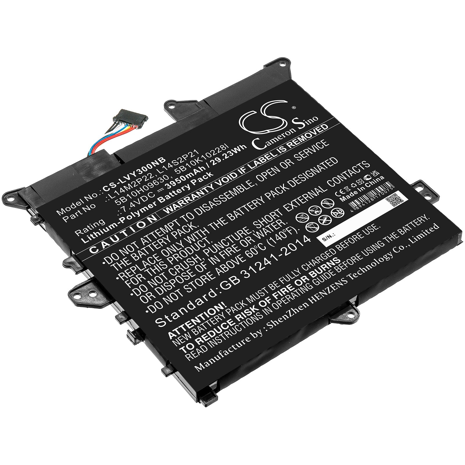 Li-ion Battery fits Lenovo, 80lx, 80lx001kus, 80lxx005us 7.4V, 3950mAh Notebook & Laptop Cameron Sino Technology Limited