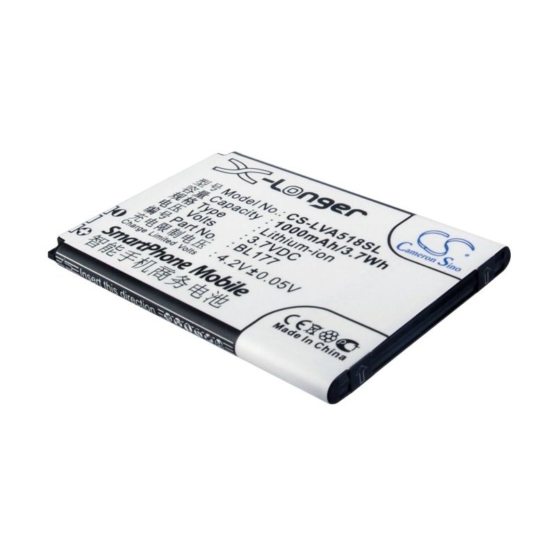 Li-ion Battery fits Lenovo, a518 3.7V, 1000mAh Mobile & SmartPhone Cameron Sino Technology Limited