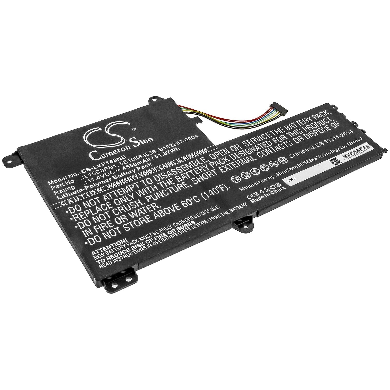 Li-ion Battery fits Lenovo, Flex 4-1480 14", Flex 4-1570, Flex 4-1580 80ve 11.4V, 4550mAh Notebook & Laptop Cameron Sino Technology Limited