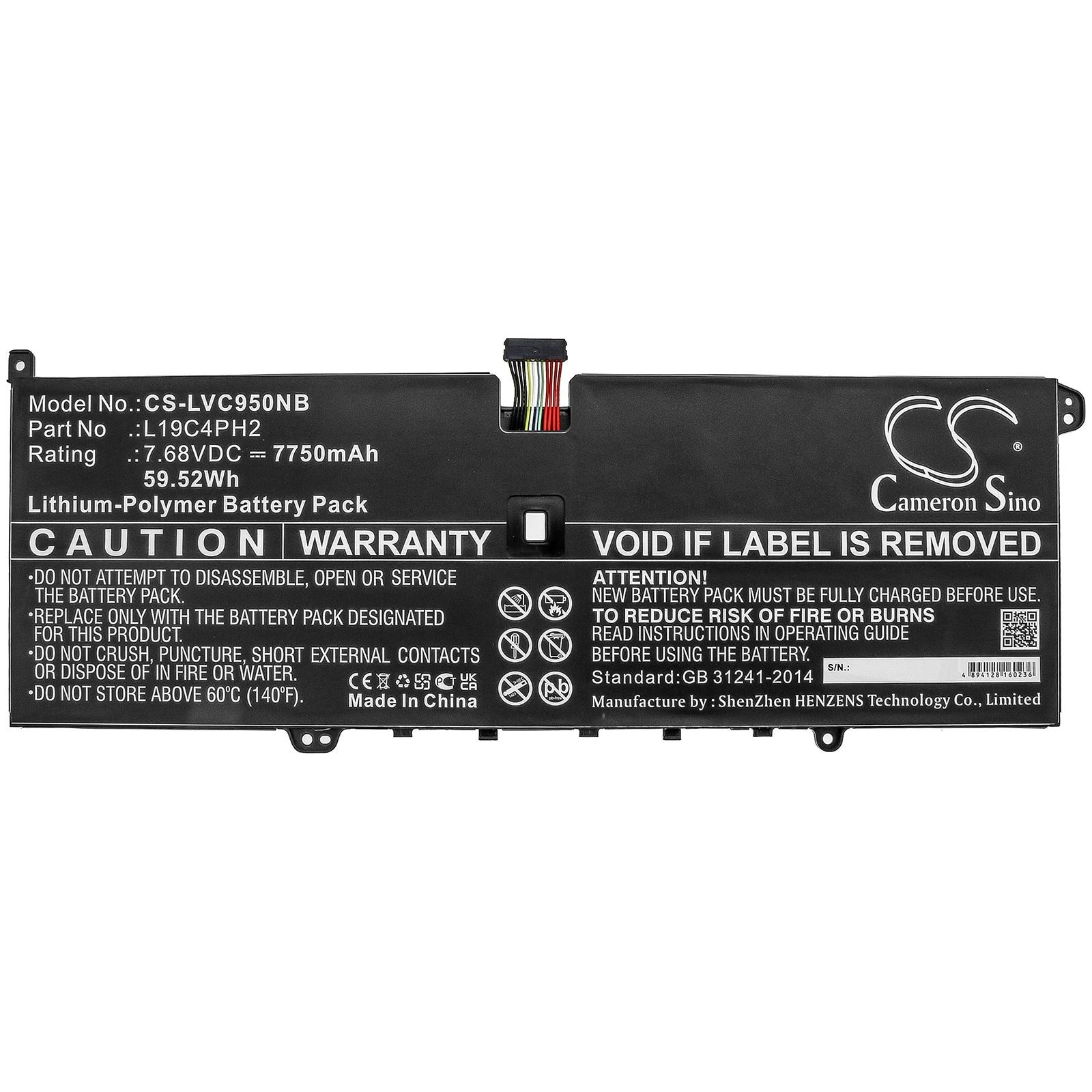 Li-ion Battery fits Lenovo, L19c4ph2 7.68V, 7750mAh Notebook & Laptop Cameron Sino Technology Limited
