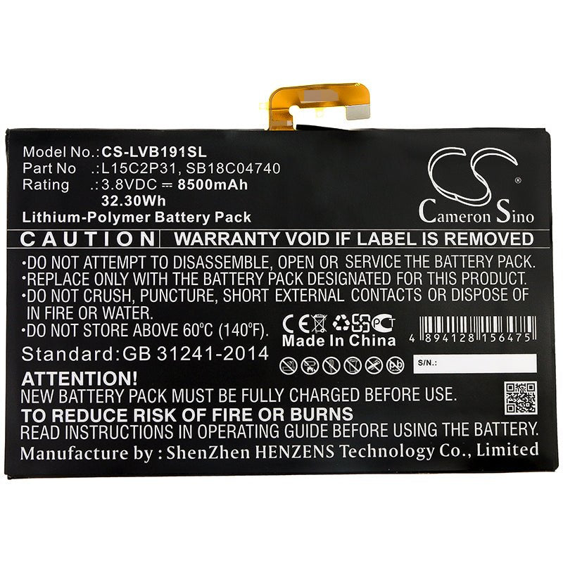 Li-ion Battery fits Lenovo, Yb1-x90f, Yb1-x90l 3.8V, 8500mAh Tablet Cameron Sino Technology Limited