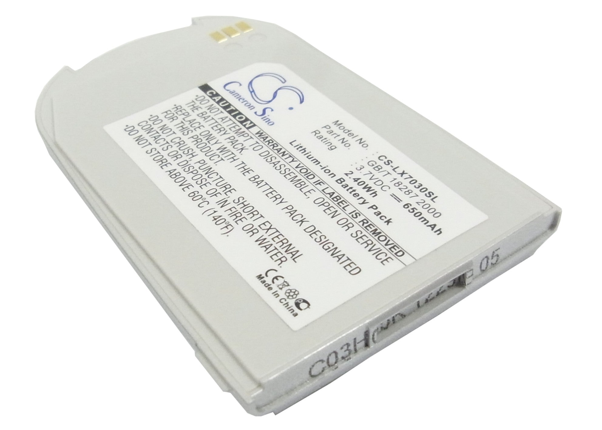 Li-ion Battery fits Lg, 7030, G7030, Lg7030 3.7V, 650mAh Mobile & SmartPhone Cameron Sino Technology Limited