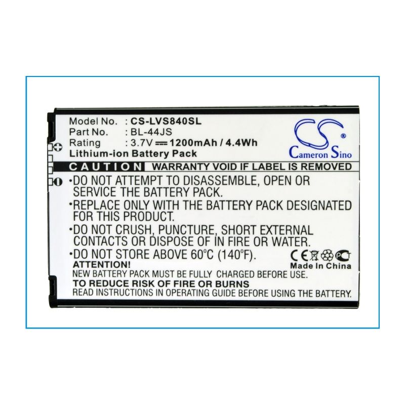 Li-ion Battery fits Lg, cayman, ls840, ls840 viper 3.7V, 1200mAh Mobile & SmartPhone Cameron Sino Technology Limited