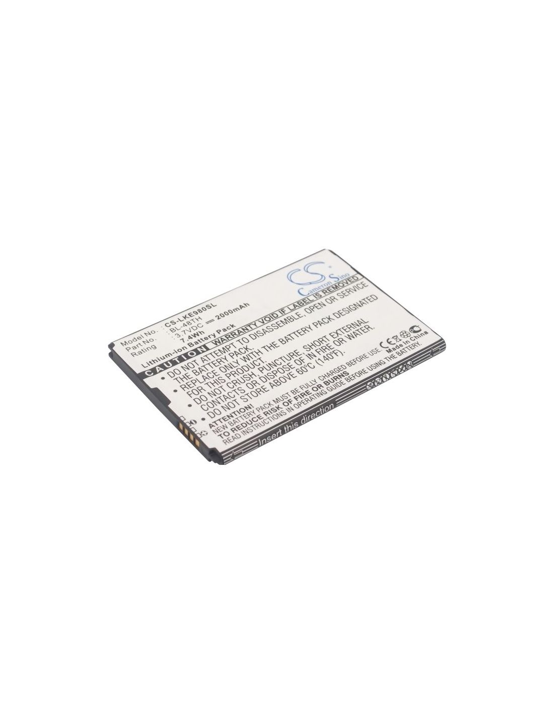 Li-ion Battery fits Lg, e940, e977, e980 3.7V, 2000mAh Mobile & SmartPhone Cameron Sino Technology Limited