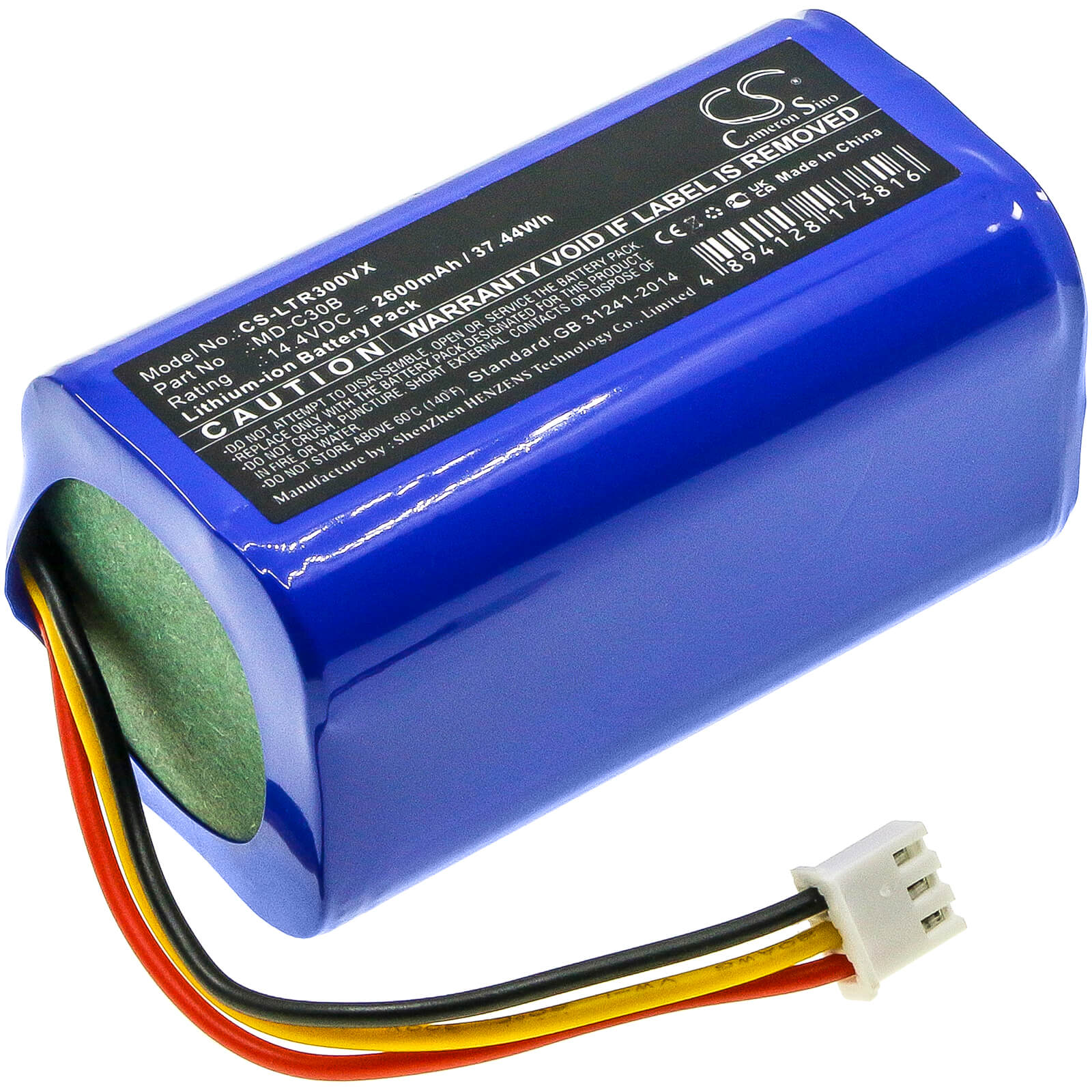 Li-ion Battery fits Liectroux, C30b, C30b 2d 14.4V, 2600mAh / 37.44Wh Vacuum Cameron Sino Technology Limited
