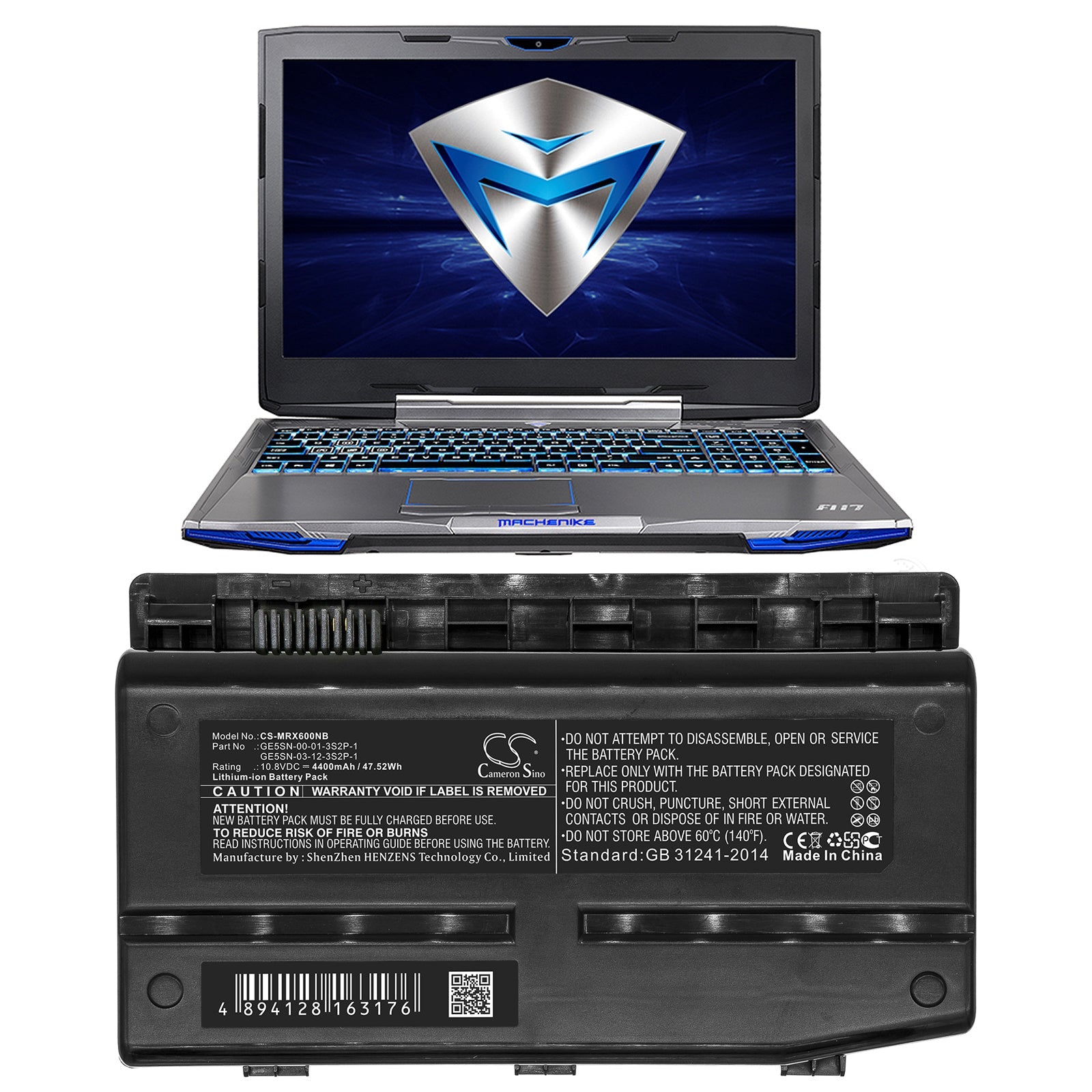 Li-ion Battery fits Machenike, F1, F117 10.8V, 4400mAh Notebook & Laptop Cameron Sino Technology Limited