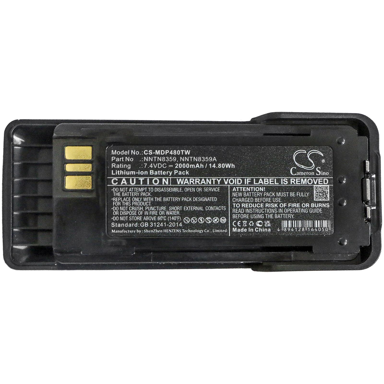 Li-ion Battery fits Motorola, Dp4000ex, Dp4401ex Atex 7.6V, 1800mAh Two-Way Radio Cameron Sino Technology Limited