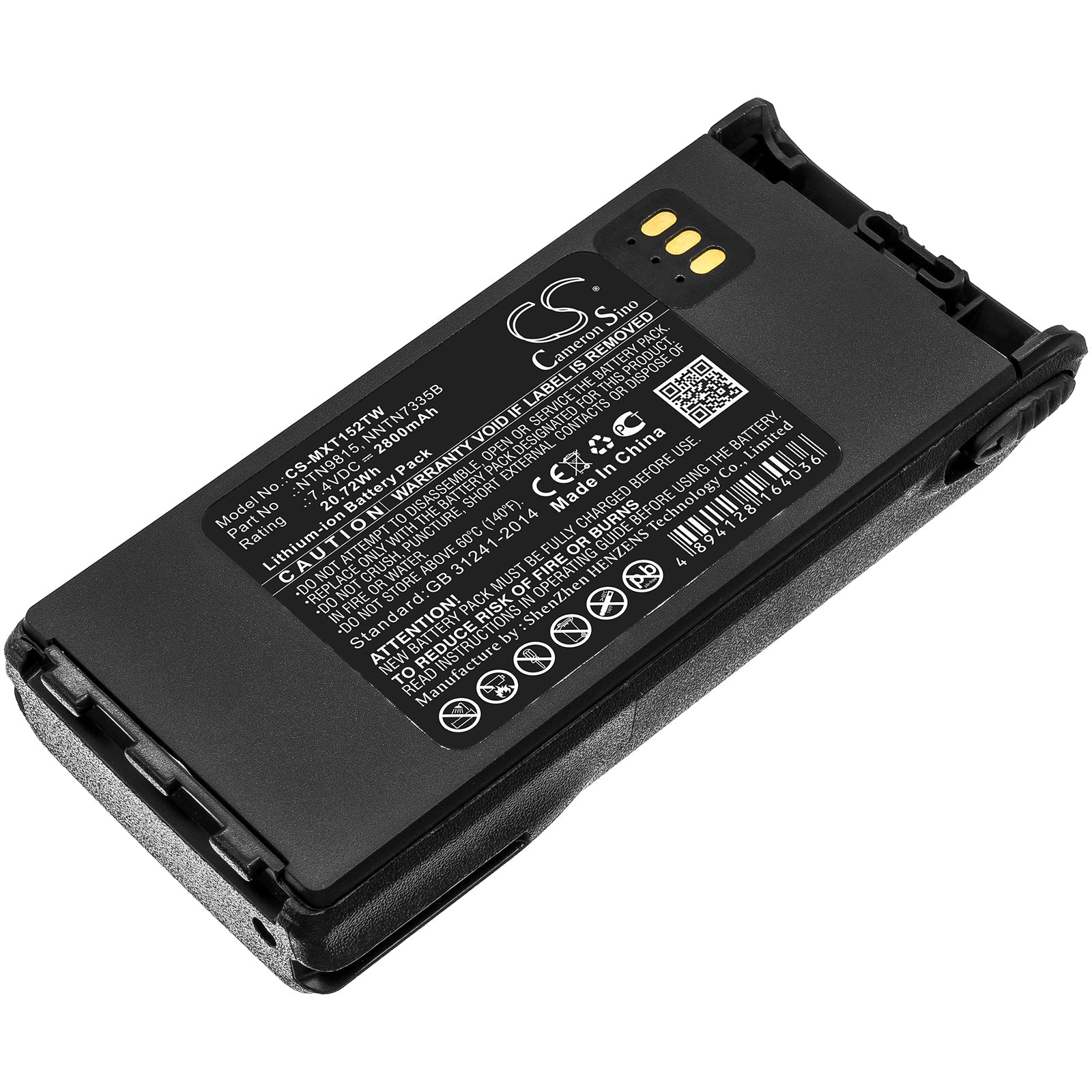 Li-ion Battery fits Motorola, Mt1500, Nt1500 7.4V, 2800mAh Two-Way Radio Cameron Sino Technology Limited