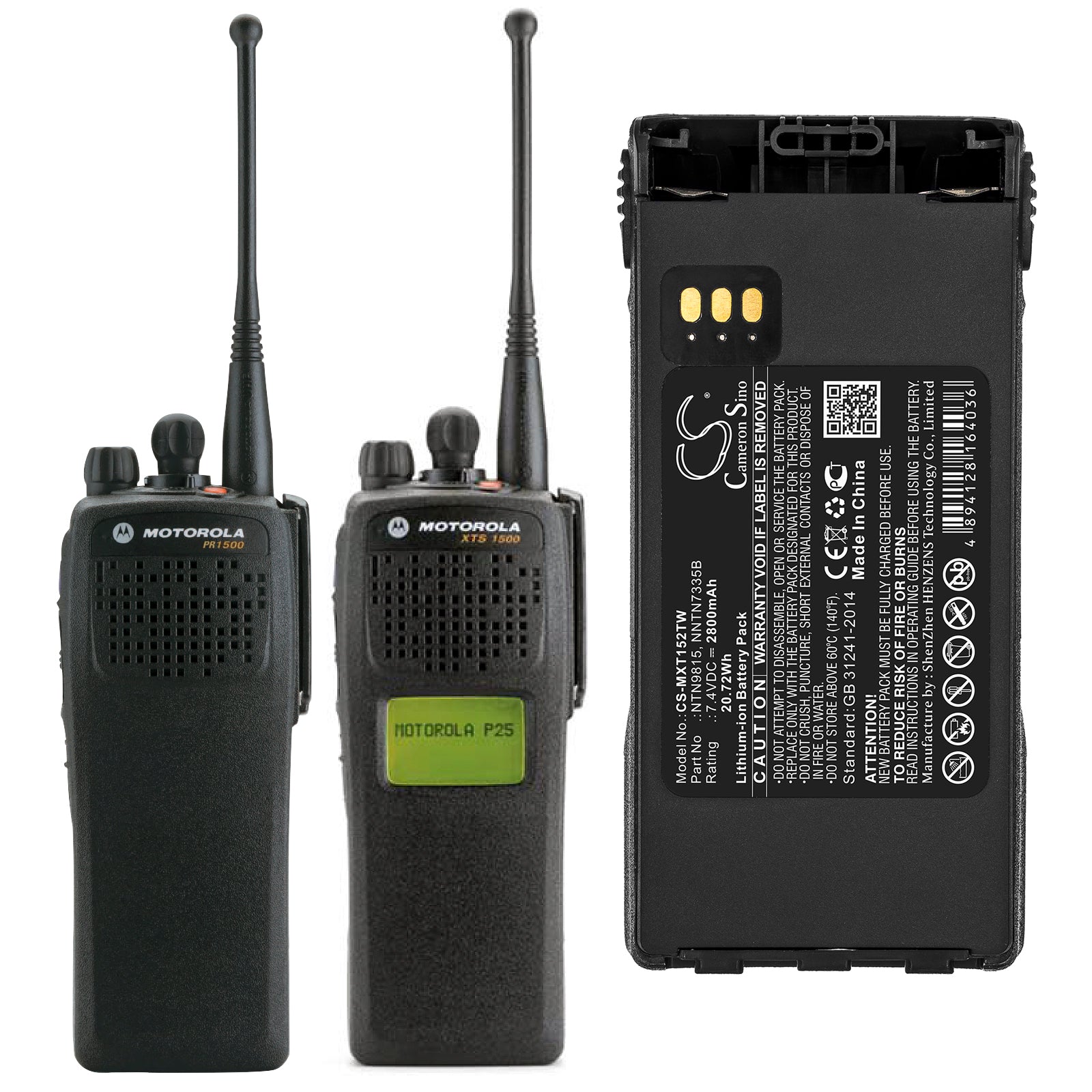 Li-ion Battery fits Motorola, Mt1500, Nt1500 7.4V, 2800mAh Two-Way Radio Cameron Sino Technology Limited