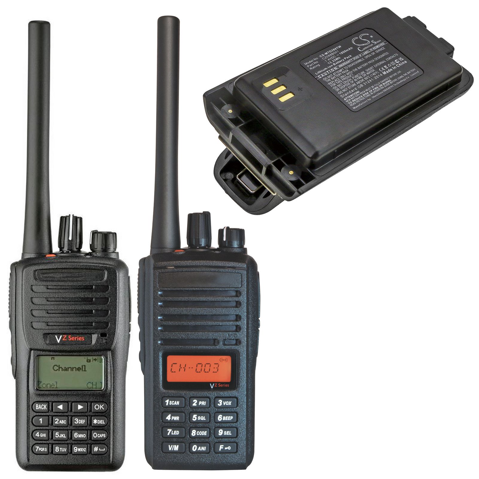 Li-ion Battery fits Motorola, Vz-20, Vz-28 7.4V, 1800mAh Two-Way Radio Cameron Sino Technology Limited