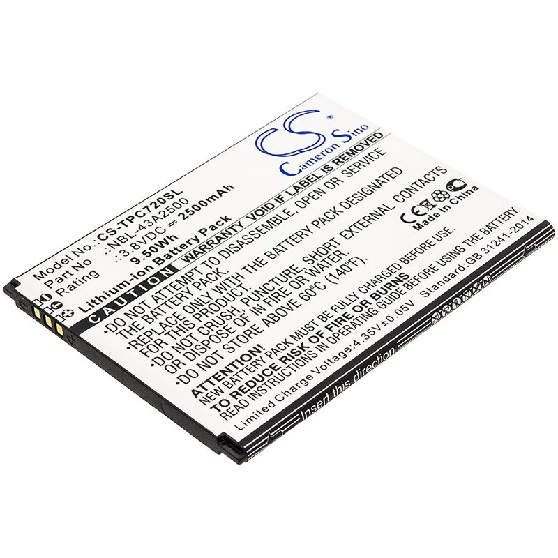 Li-ion Battery fits Neffos, C7s, Tp7051a 3.8V, 2500mAh Mobile & SmartPhone Cameron Sino Technology Limited
