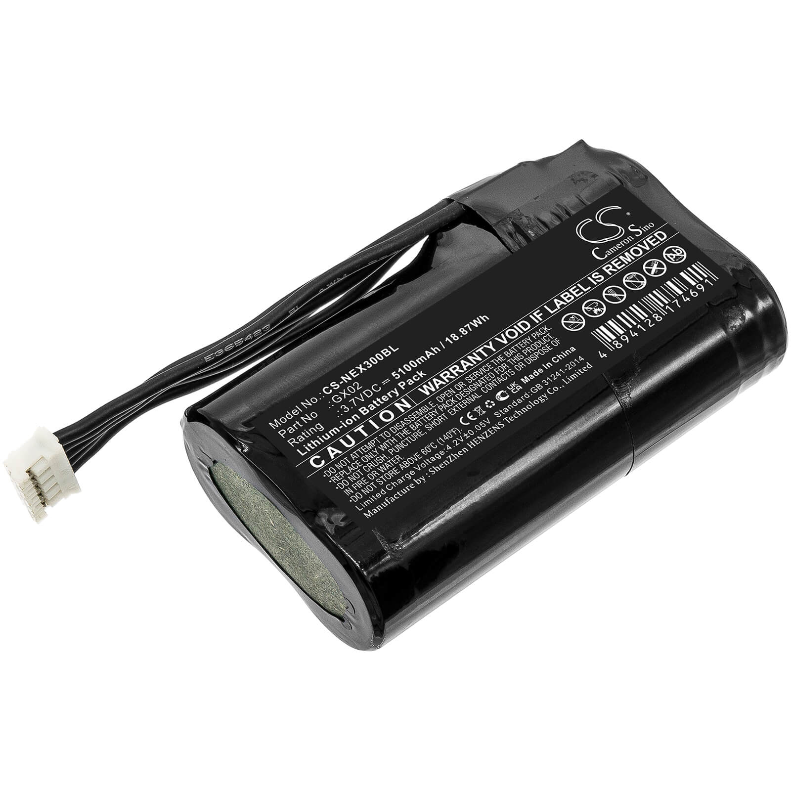 Li-ion Battery fits Nexgo, N3, N5 3.7V, 5100mAh / 18.87Wh Payment Terminal Cameron Sino Technology Limited