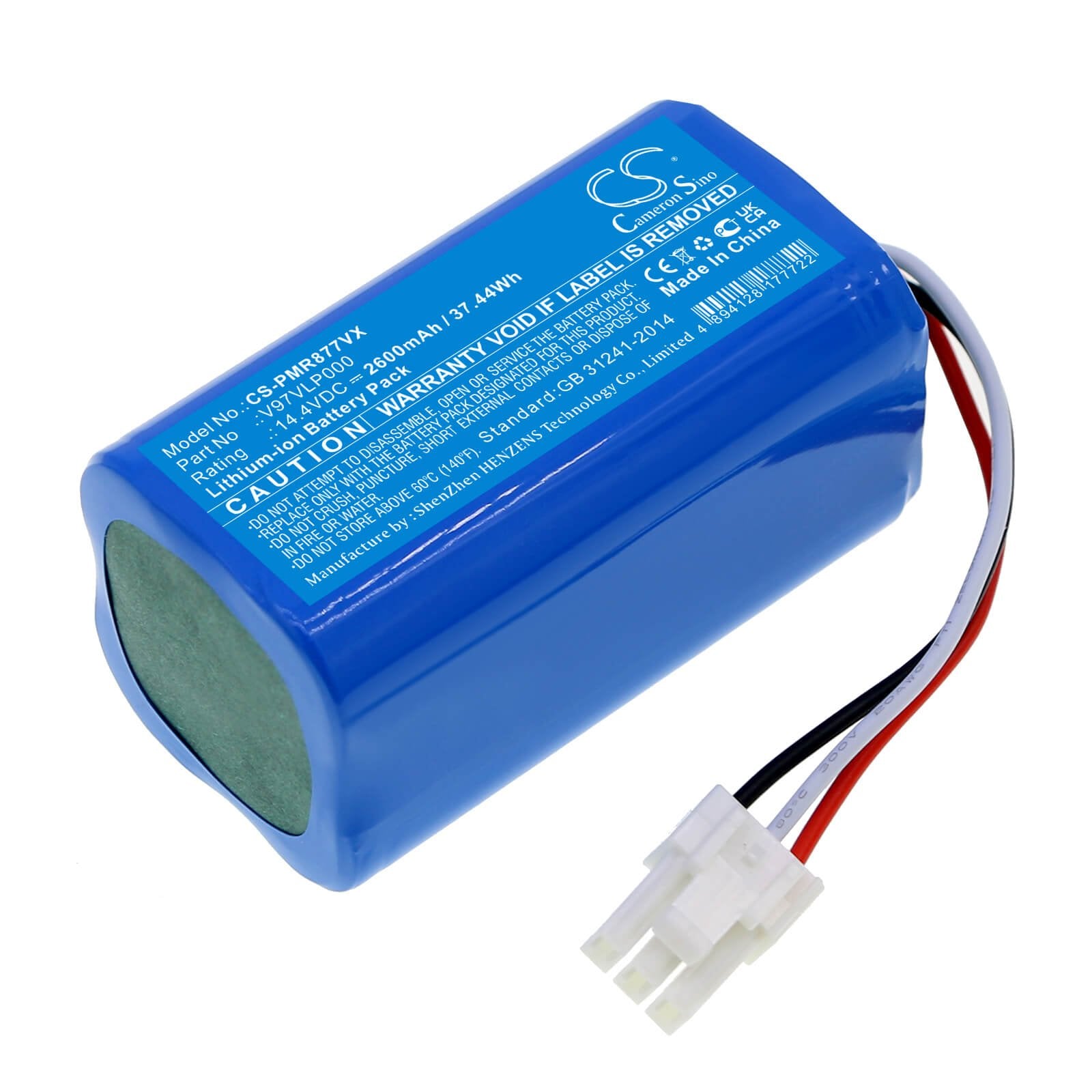Li-ion Battery fits Panasonic, Mc-6rb75, Mc-8r76c 14.4V, 2600mAh / 37.44Wh Vacuum Cameron Sino Technology Limited