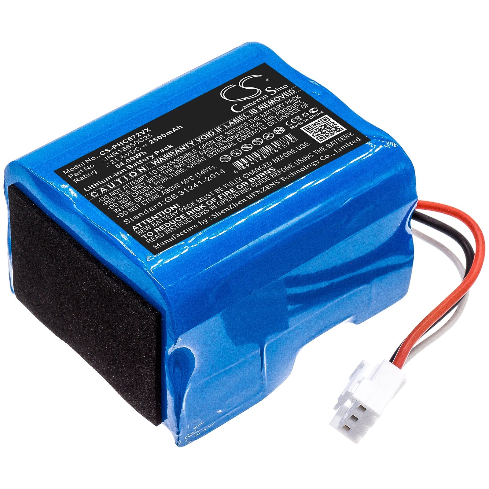 Li-ion Battery fits Philips, Inr18650c25 21.6V, 2500mAh Vacuum Cameron Sino Technology Limited