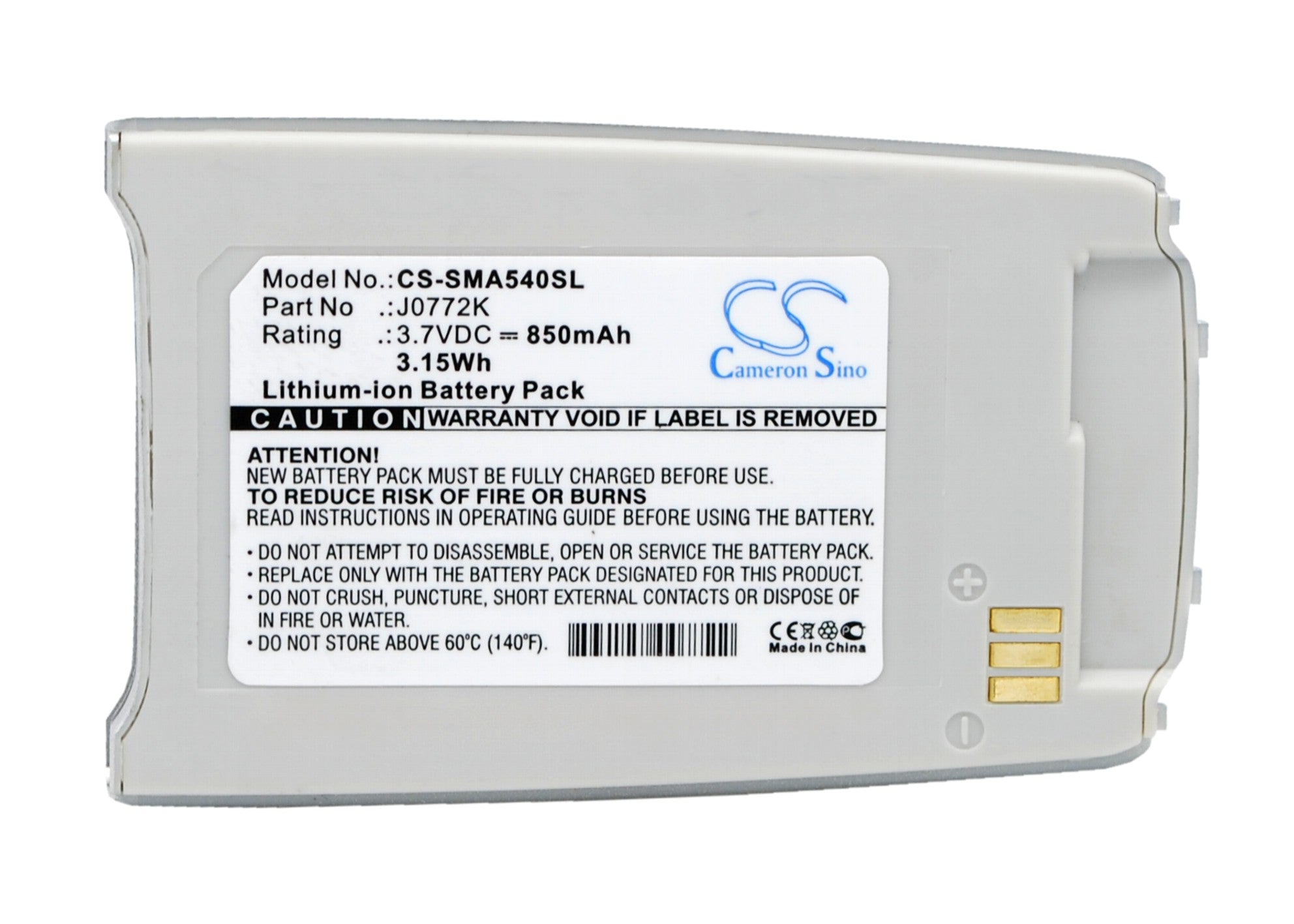 Li-ion Battery fits Samsung, Sph-a540 3.7V, 850mAh Mobile & SmartPhone Cameron Sino Technology Limited (Suspended)