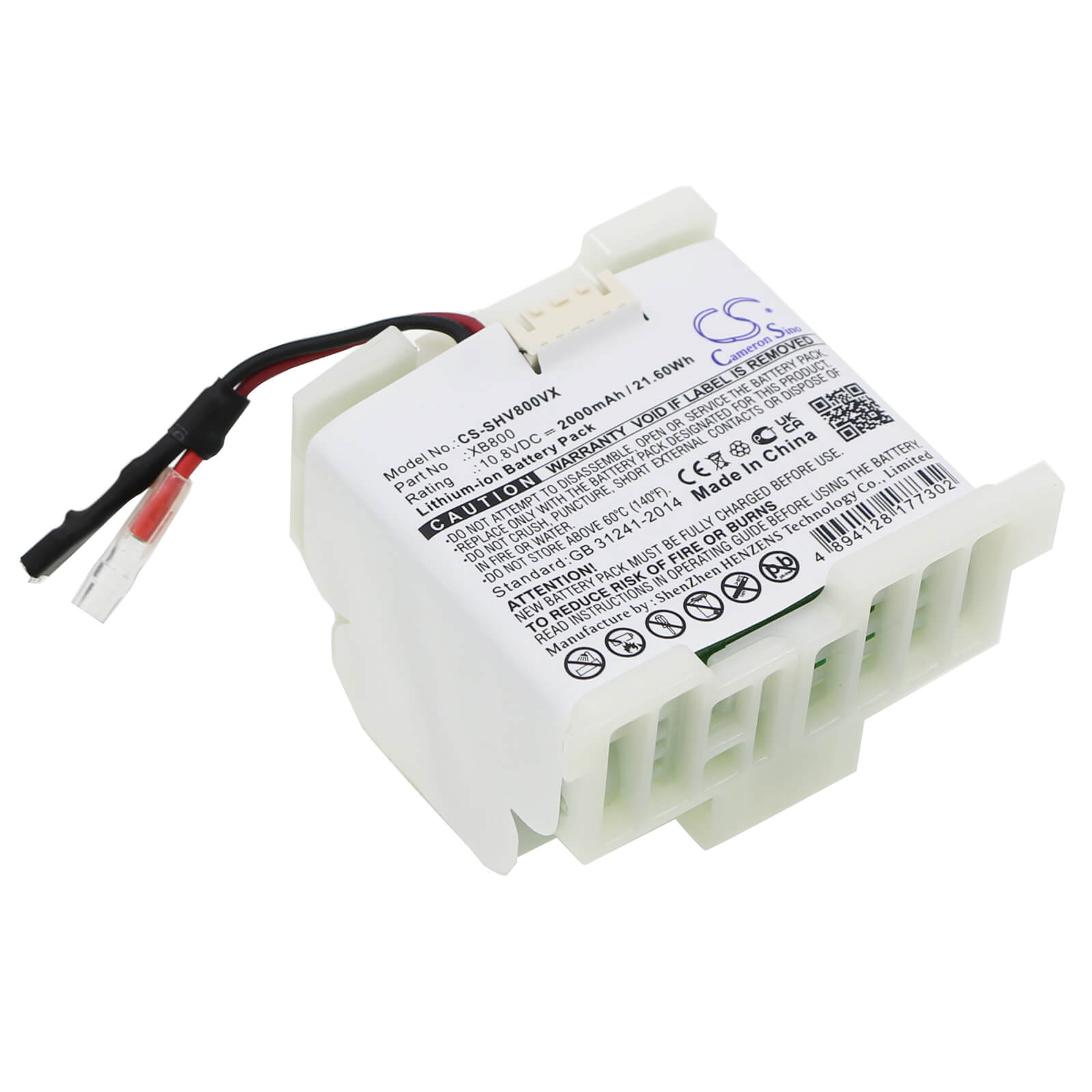 Li-ion Battery fits Shark, Lv800, Lv801 10.8V, 2000mAh / 21.60Wh Vacuum Cameron Sino Technology Limited