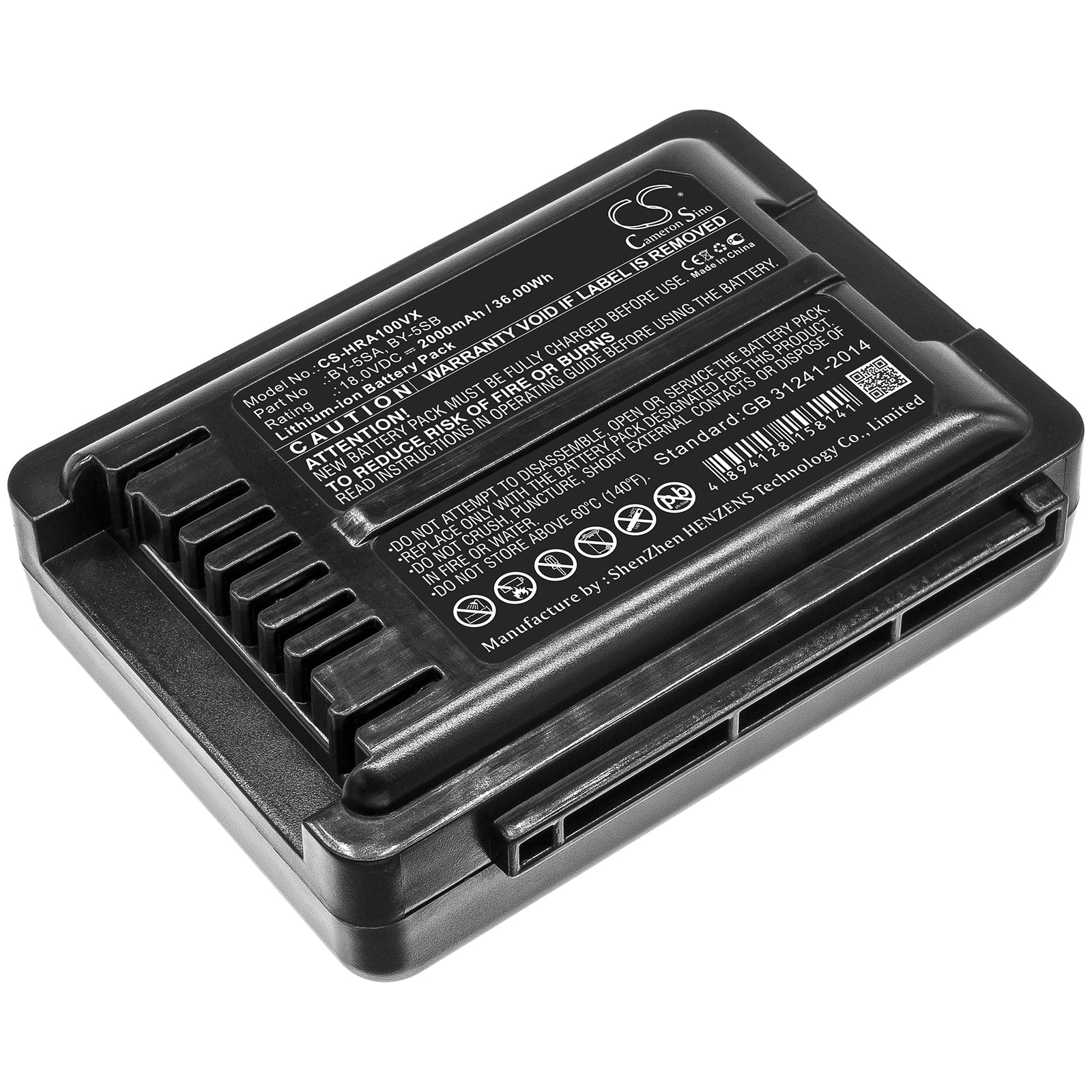 Li-ion Battery fits Sharp, By-5sa, By-5sb 18.0V, 2000mAh Vacuum Cameron Sino Technology Limited