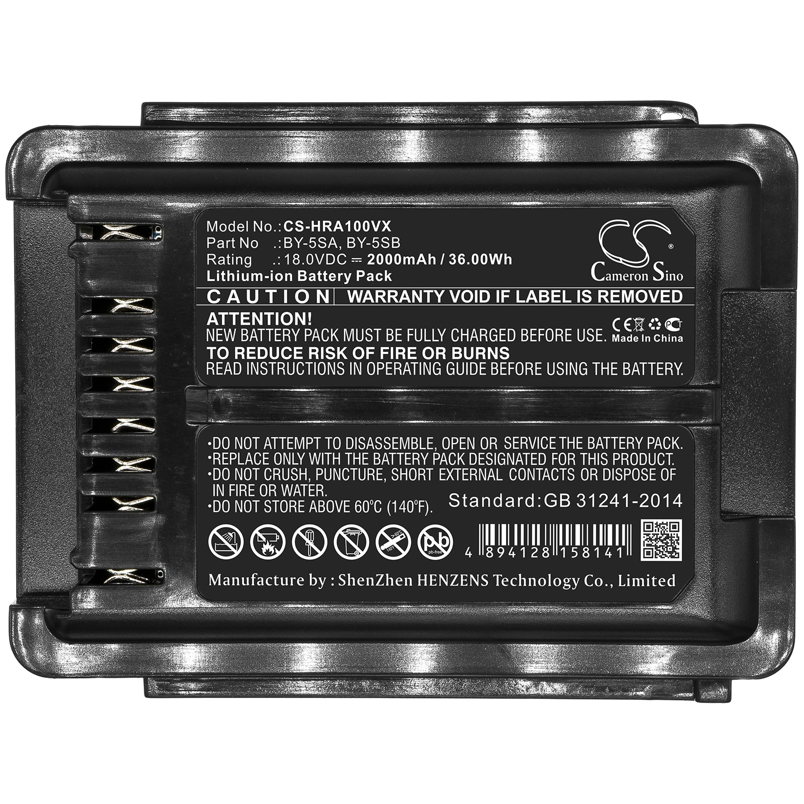 Li-ion Battery fits Sharp, By-5sa, By-5sb 18.0V, 2000mAh Vacuum Cameron Sino Technology Limited