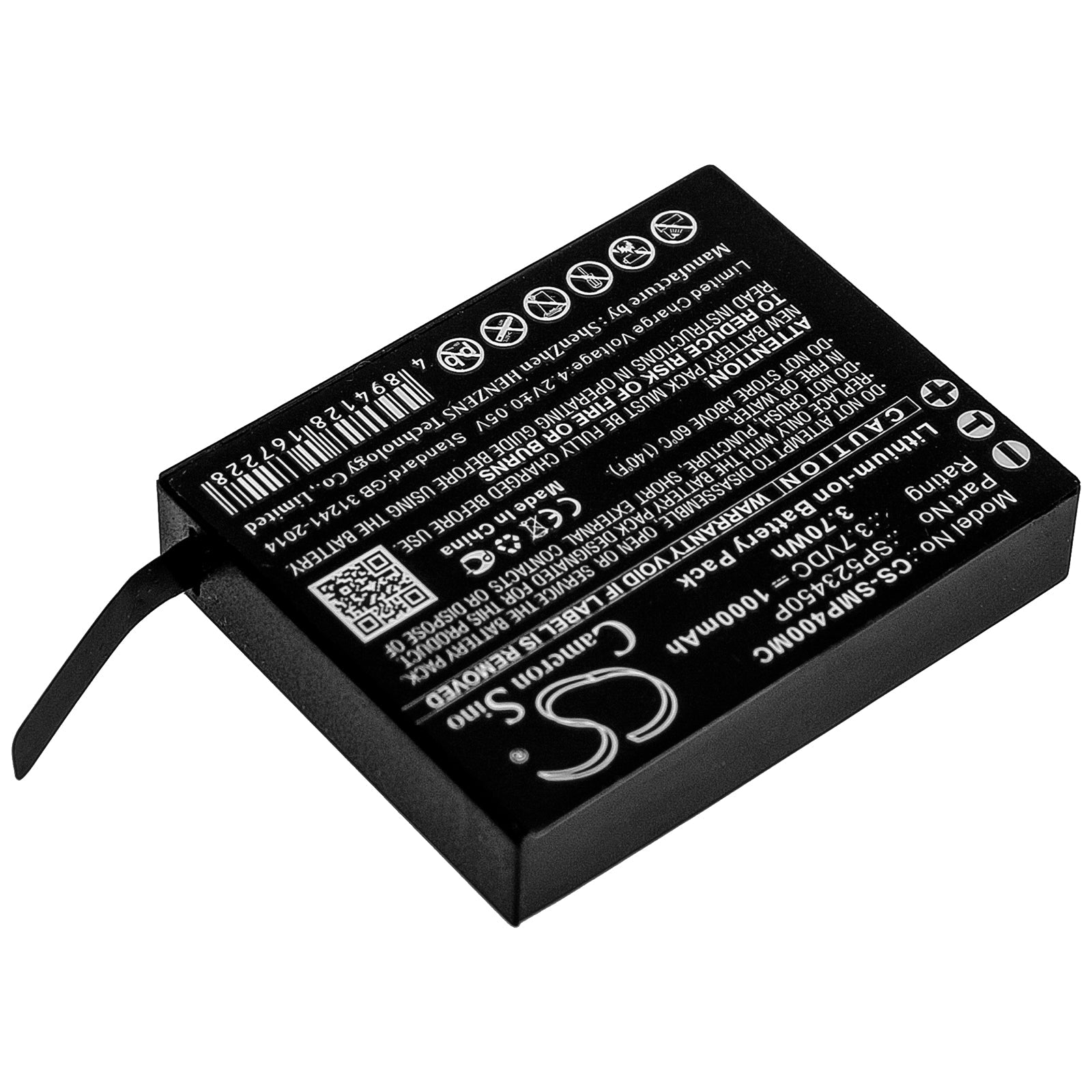 Li-ion Battery fits Supremo, 4k Plus 3.7V, 1000mAh Camera Cameron Sino Technology Limited