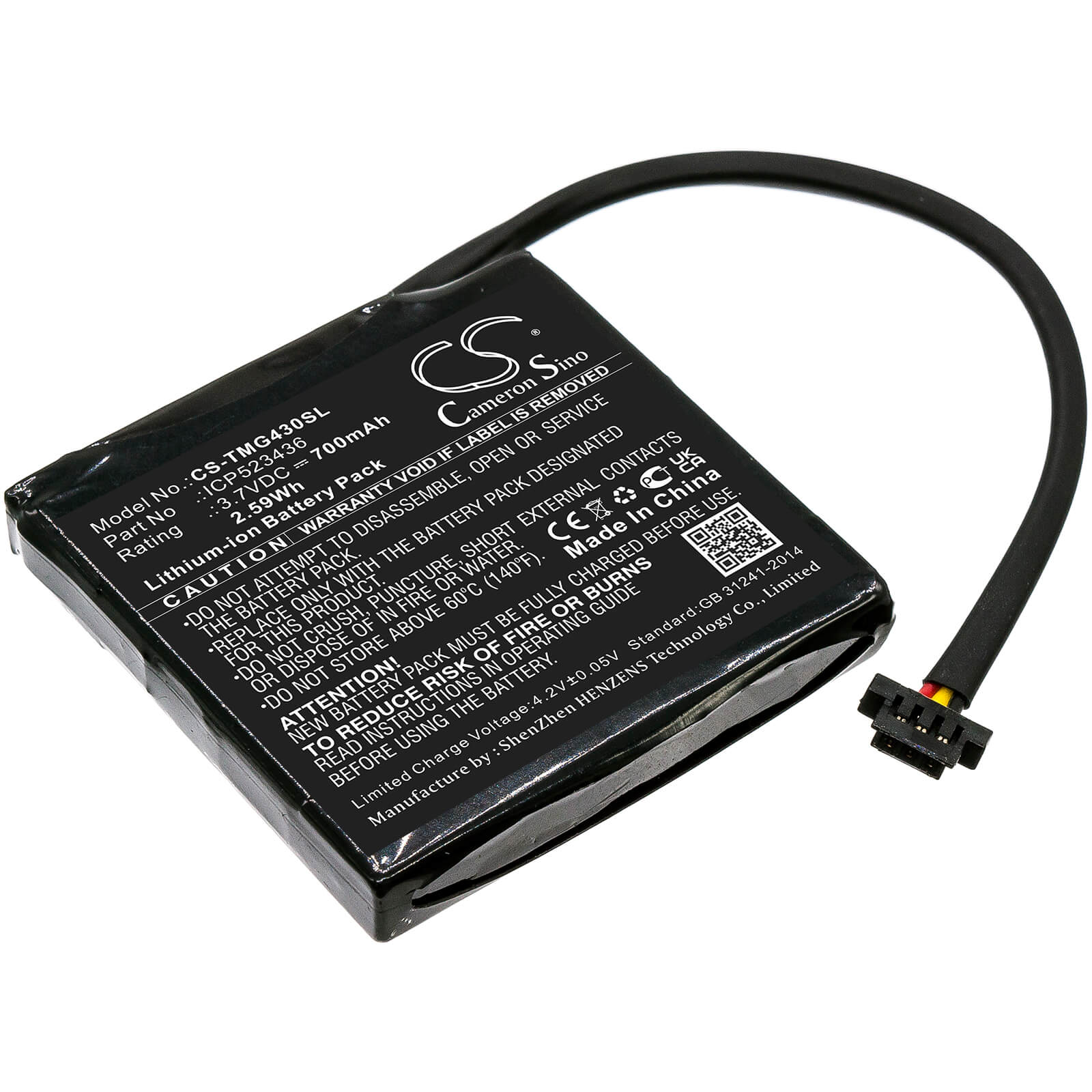 Li-ion Battery fits Tomtom, 4fb40, Go 400 4.3" Satnav 3.7V, 700mAh GPS & Navigator Cameron Sino Technology Limited