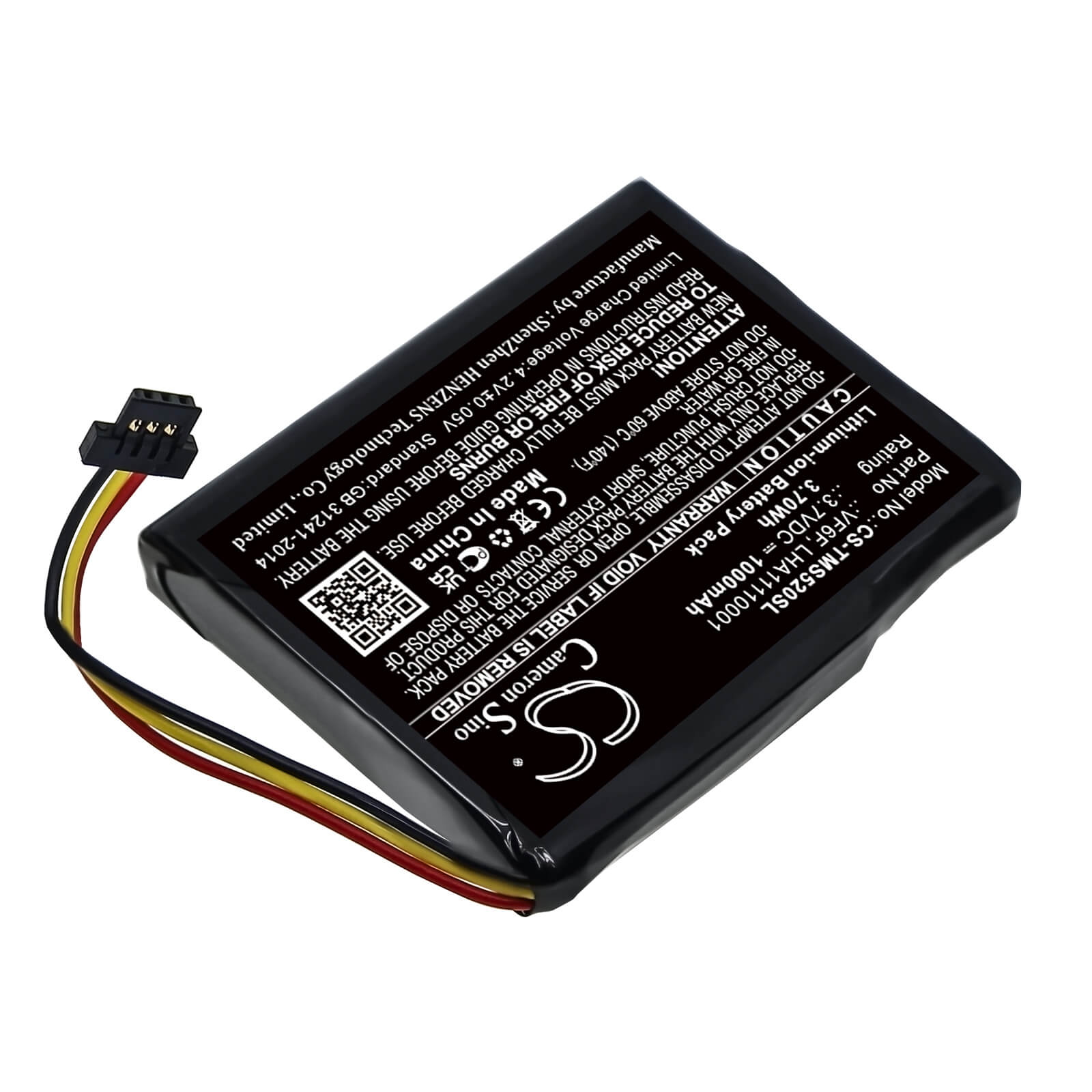 Li-ion Battery fits Tomtom, Start 52 3.7V, 1000mAh / 3.70Wh GPS & Navigator Cameron Sino Technology Limited