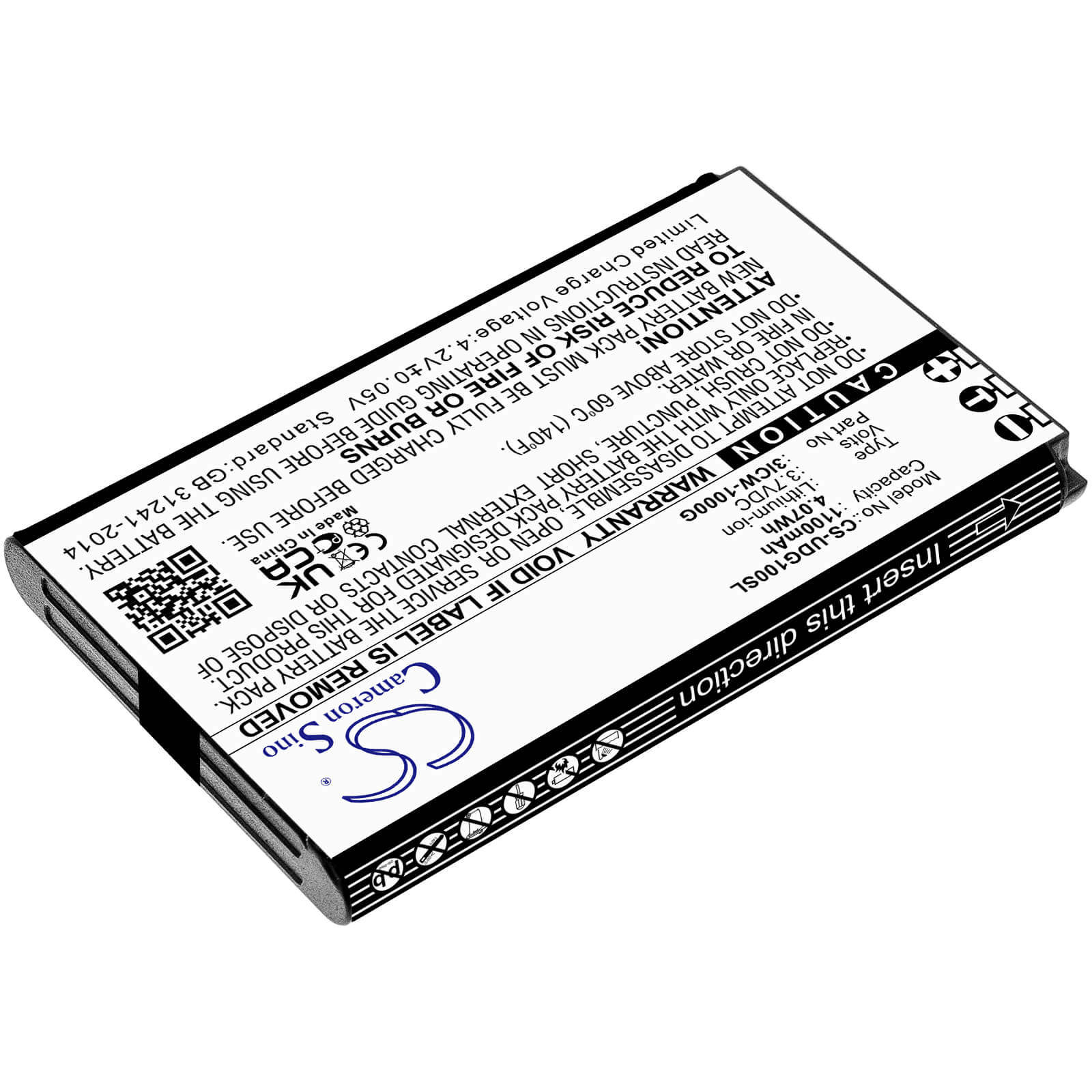 Li-ion Battery fits Unidata, Icw-1000g 3.7V, 1100mAh / 4.07Wh VoIP Phone Cameron Sino Technology Limited