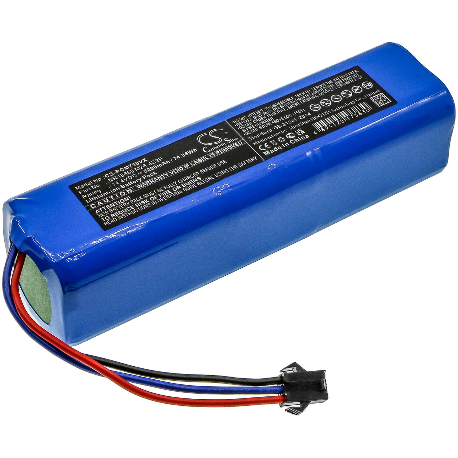 Li-ion Battery fits Uoni, V980 Max, V980 Plus 14.4V, 5200mAh / 74.88Wh Vacuum Cameron Sino Technology Limited