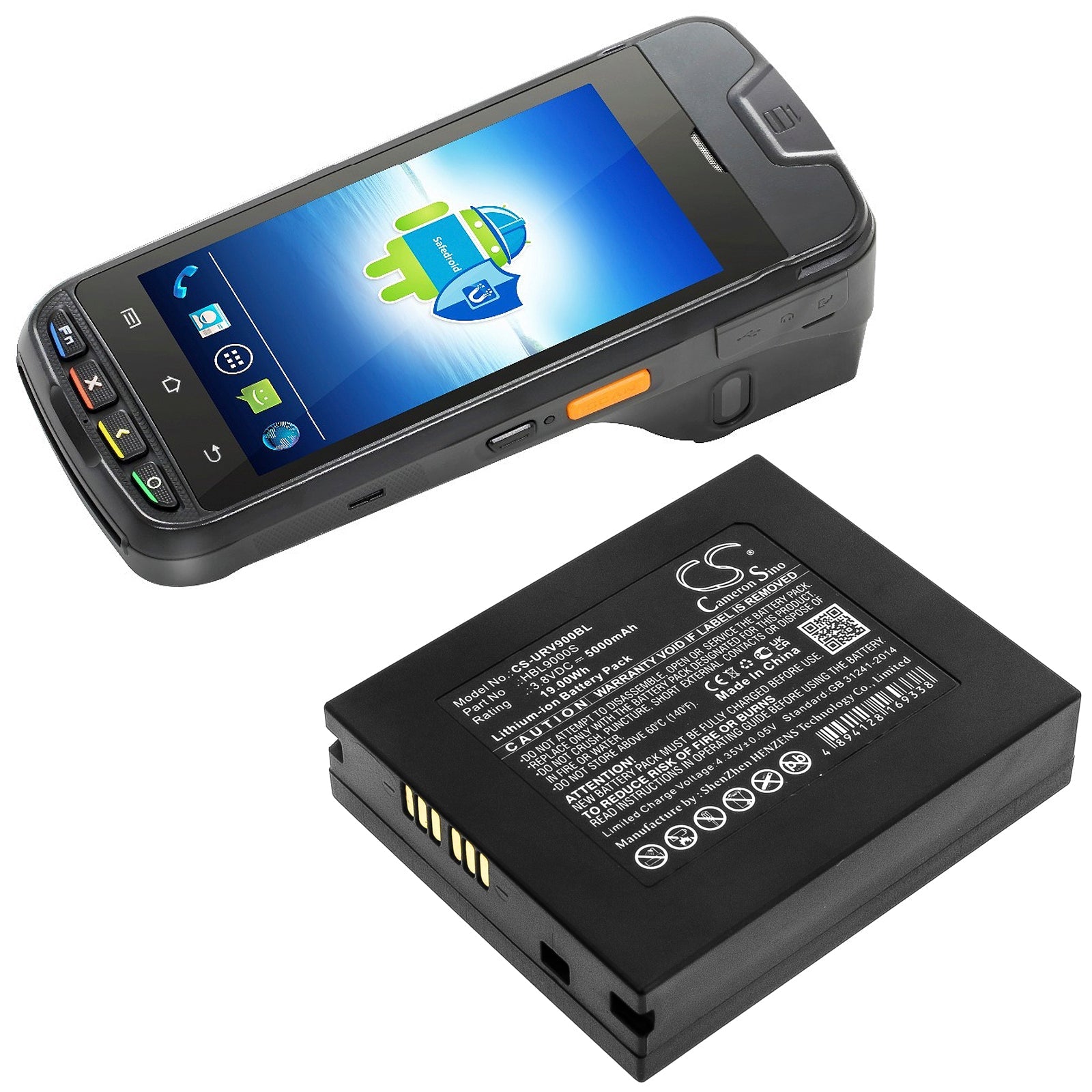 Li-ion Battery fits Urovo, I9000s 3.8V, 5000mAh Barcode Scanner Cameron Sino Technology Limited