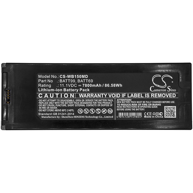 Li-ion Battery fits Welch-allyn, Connex 6000 Vital Signs Monitor, Connex Spot 11.1V, 7800mAh Medical Cameron Sino Technology Limited