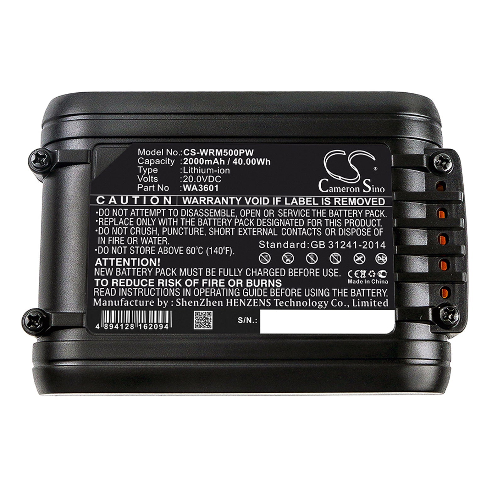 Li-ion Battery fits Worx, Landroid L1000, Landroid L1500 2019 20.0V, 2000mAh Lawn Mowers Cameron Sino Technology Limited