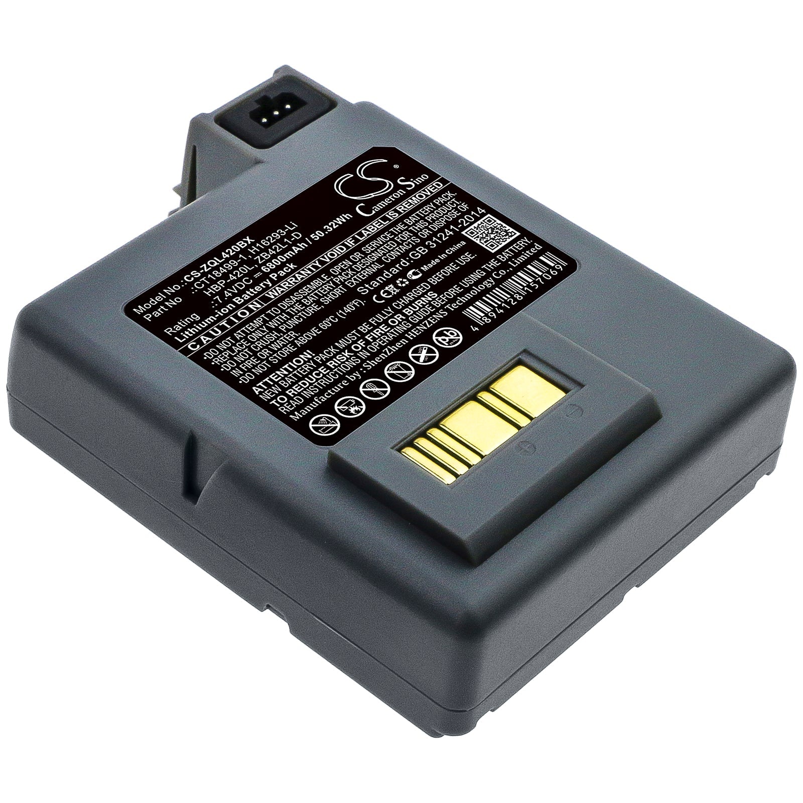 Li-ion Battery fits Zebra, P4t, Rp4 7.4V, 6800mAh Portable Printer Cameron Sino Technology Limited