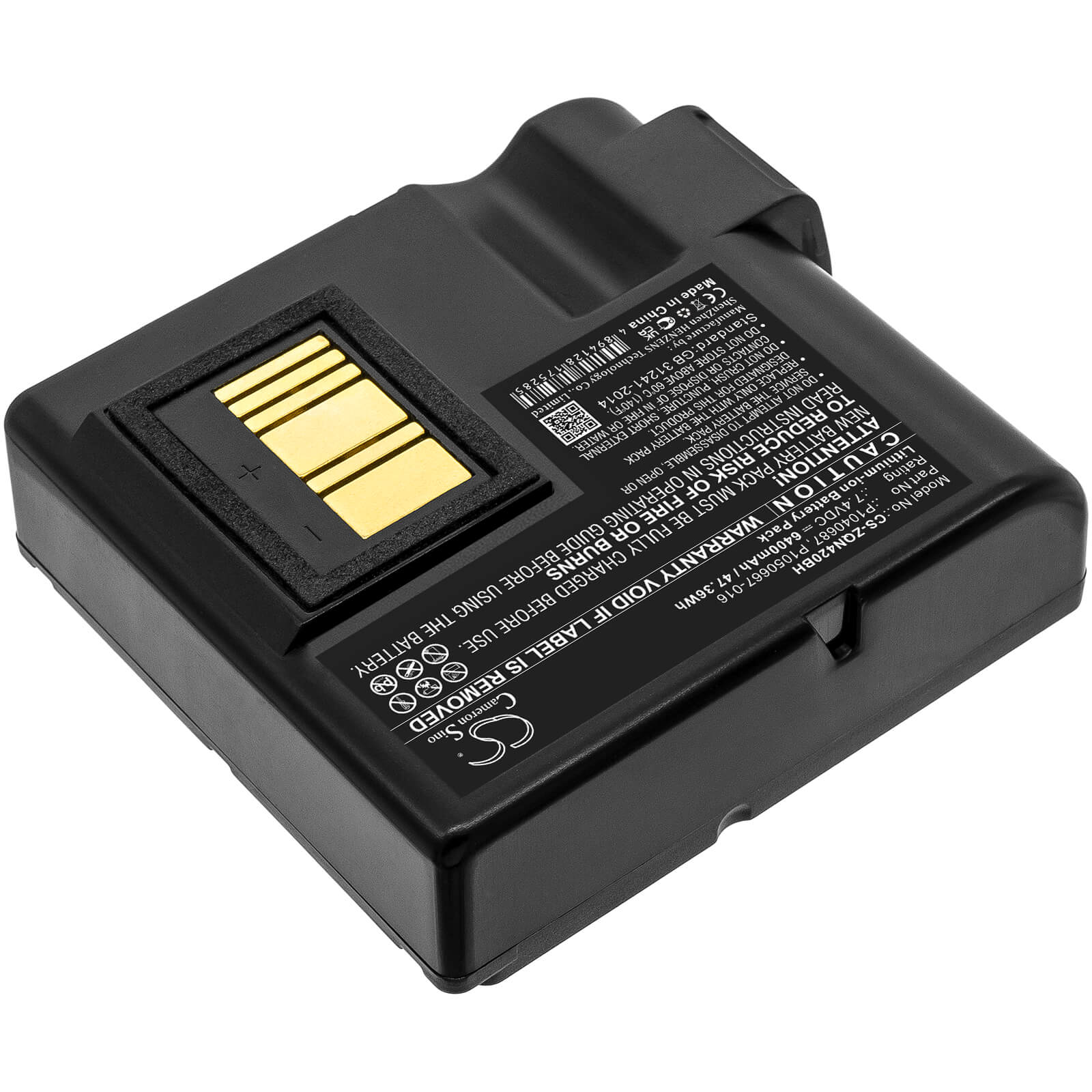 Li-ion Battery fits Zebra, Qln420, Zq630 7.4V, 6400mAh / 47.36Wh Portable Printer Cameron Sino Technology Limited