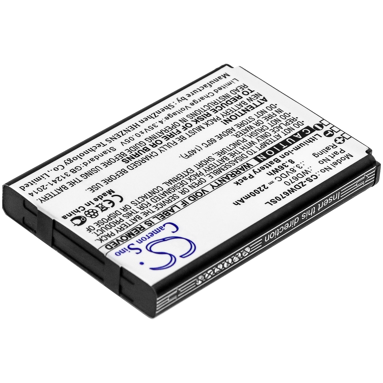 Li-ion Battery fits Zte, Wd670 3.8V, 2200mAh Hotspot Cameron Sino Technology Limited