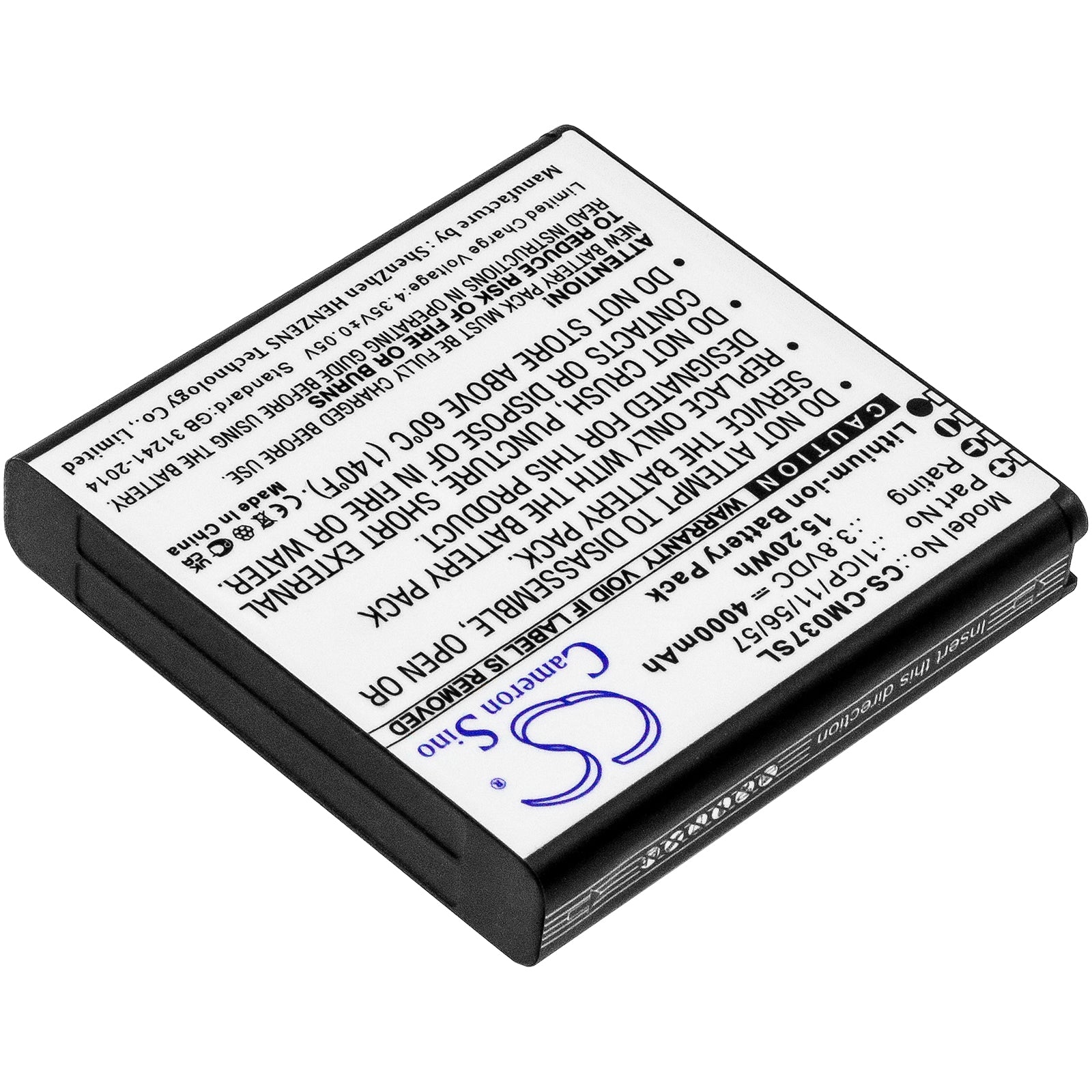 Li-ion, Battery Pack Battery fits Custom Battery Packs, 3.8V, 4000mAh Battery Pack Cameron Sino Technology Limited