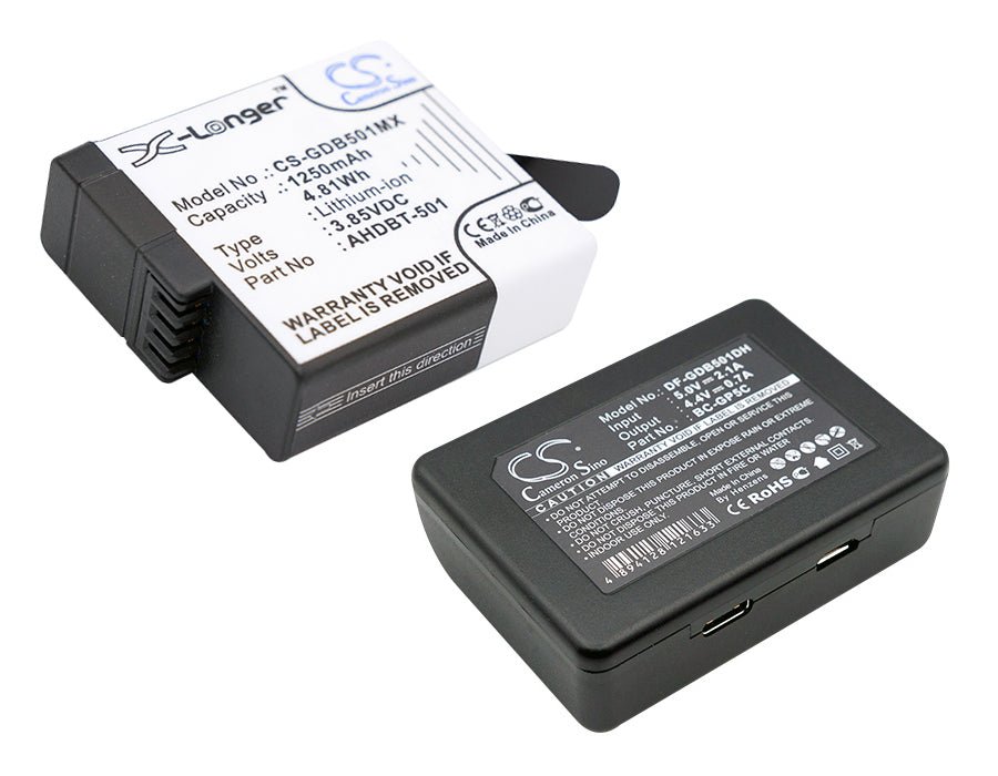 Li-ion Camera Battery & USB Charger Set for GoPro (2 Batteries + 1 Charger) Camera Cameron Sino Technology Limited