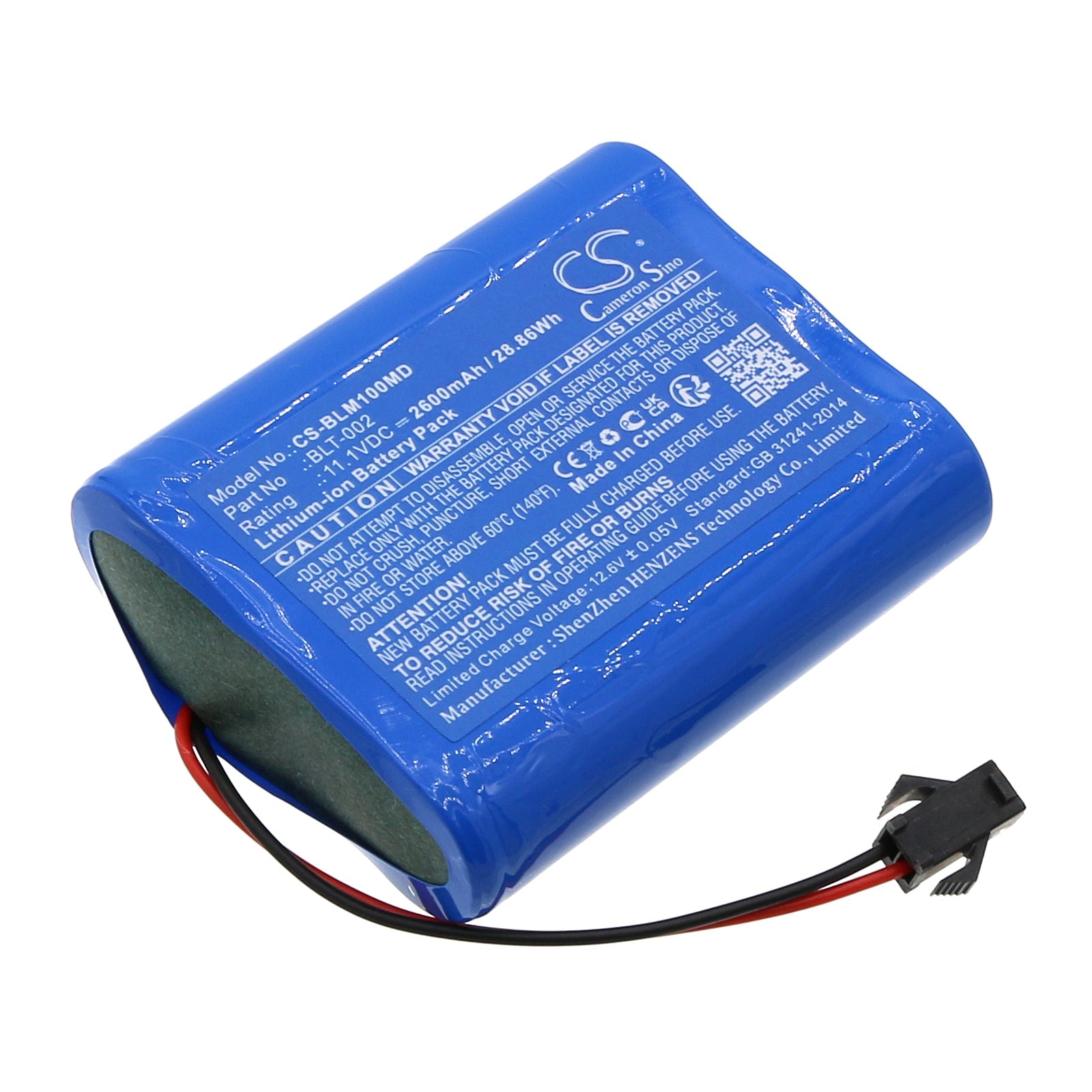 Li-ion, Medical Battery fits Biolight Blt M1000, 11.1V, 2600mAh Medical Cameron Sino Technology Limited