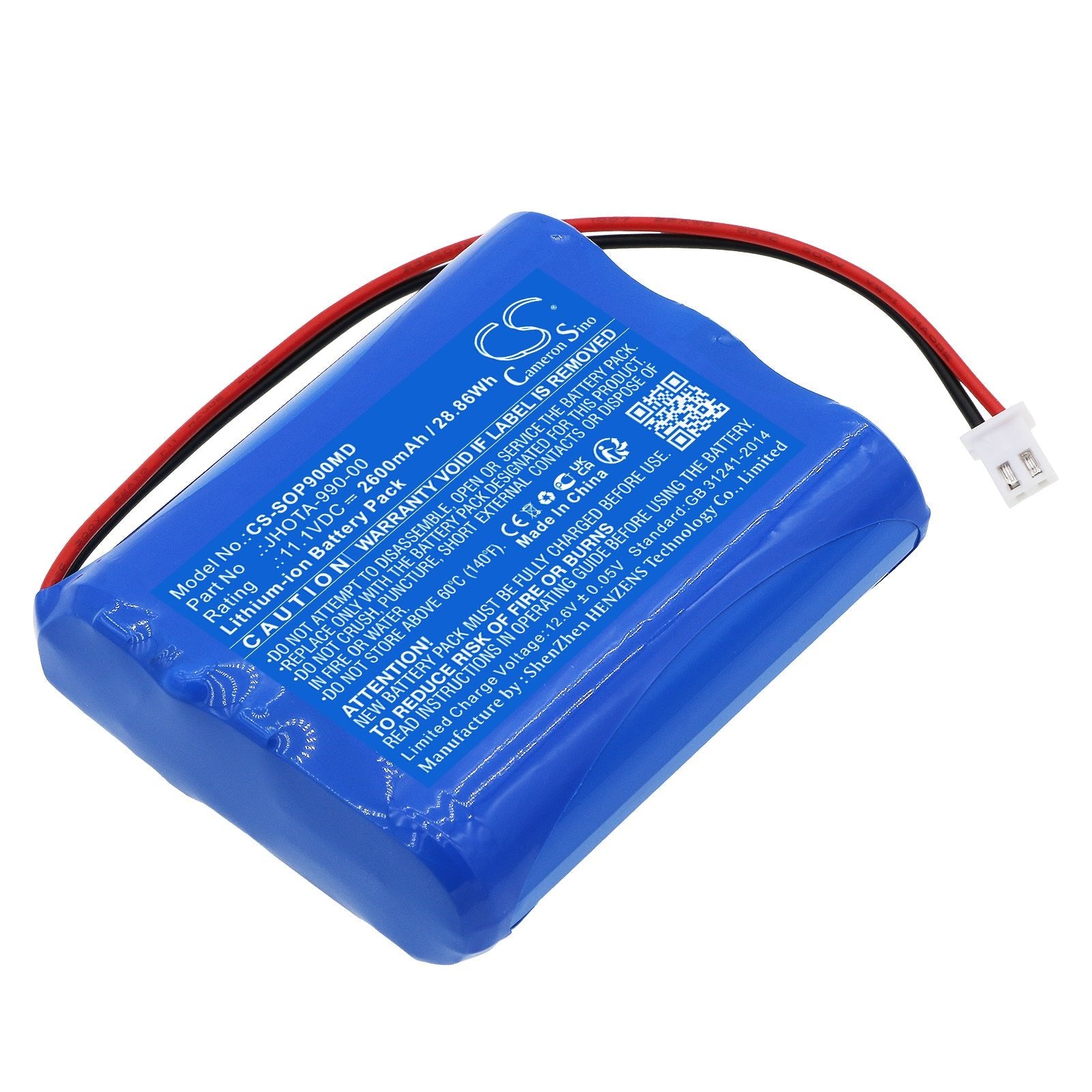 Li-ion, Medical Battery fits Szosen Oip-900, 11.1V, 2600mAh Medical Cameron Sino Technology Limited