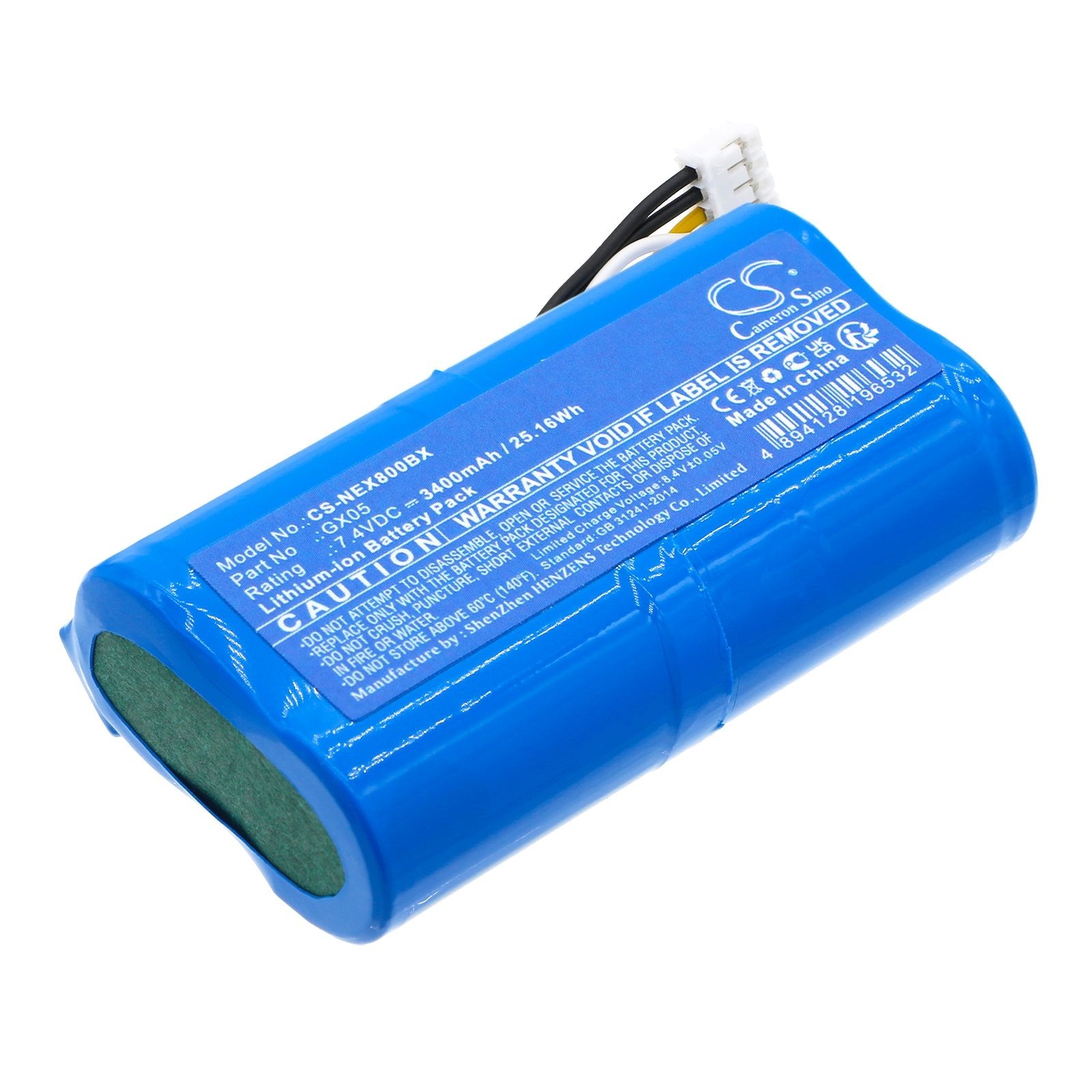 Li-ion, Payment Terminal Battery fits Dejavoo Qd2, Qd4, 7.4V, 3400mAh Payment Terminal Cameron Sino Technology Limited