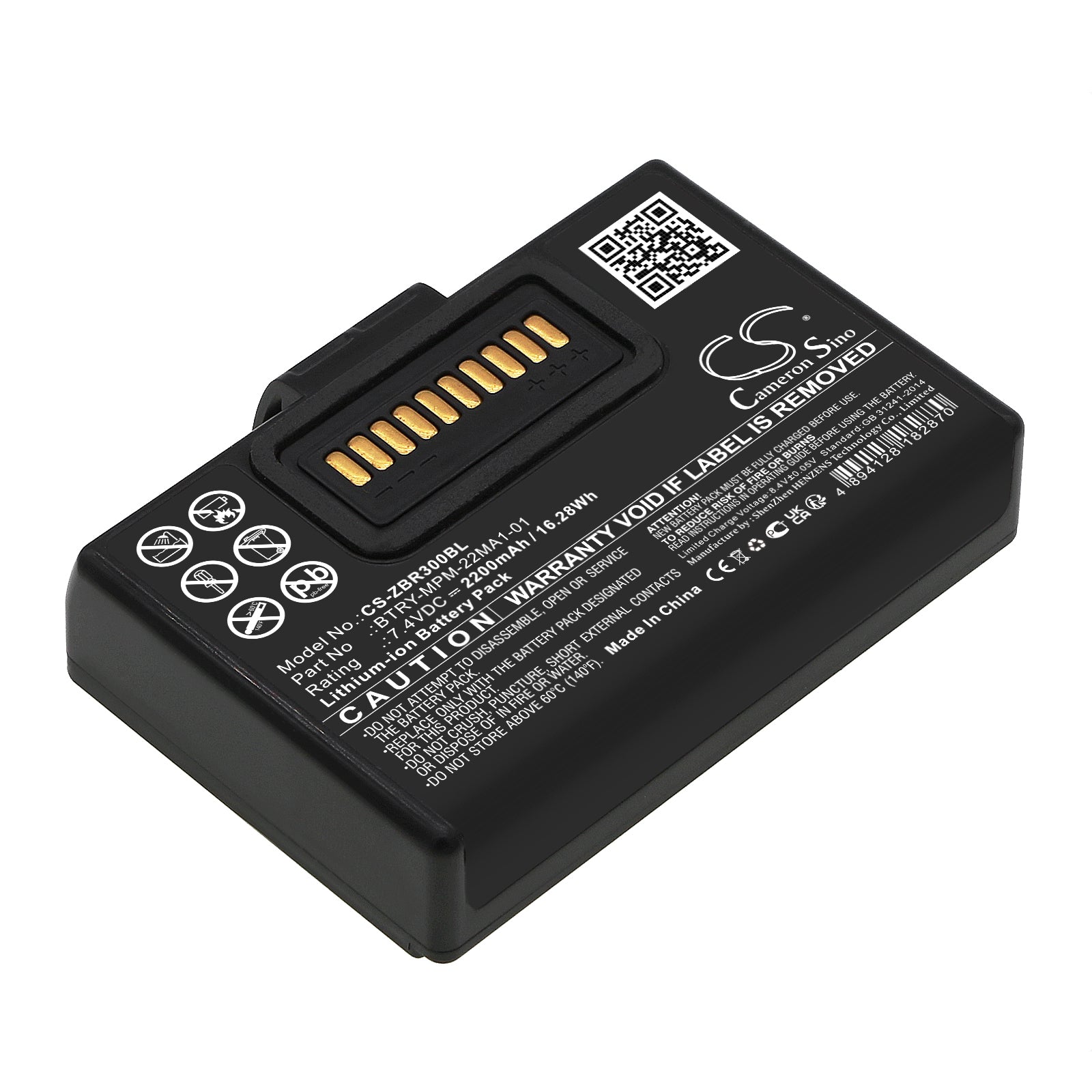 Li-ion, Portable Printer Battery fits Zebra Za310, Zq300, 7.4V, 2200mAh Portable Printer Cameron Sino Technology Limited