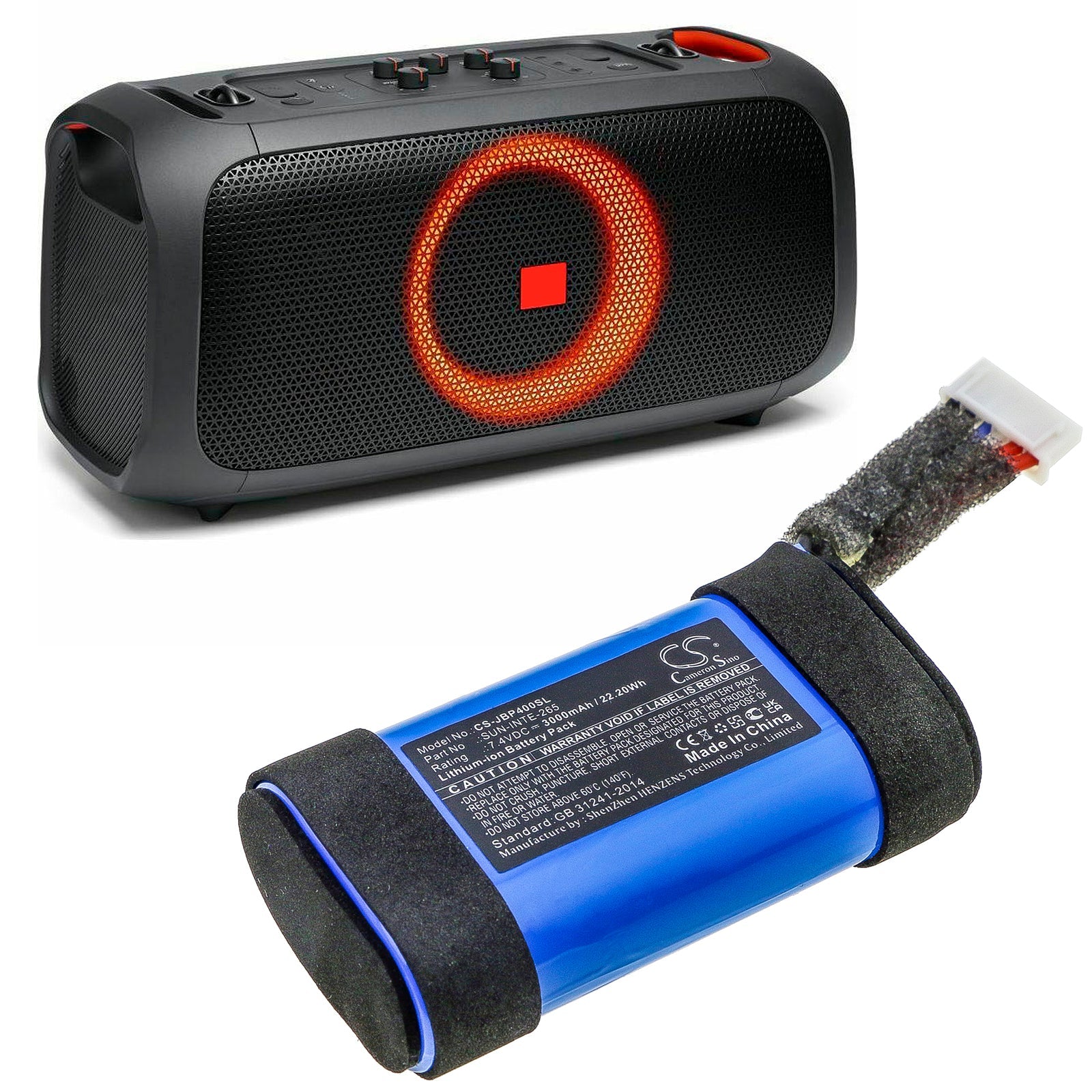 Li-ion Speaker Battery fits Jbl, Partybox On-the-go 7.4V, 3000mAh Speaker Cameron Sino Technology Limited