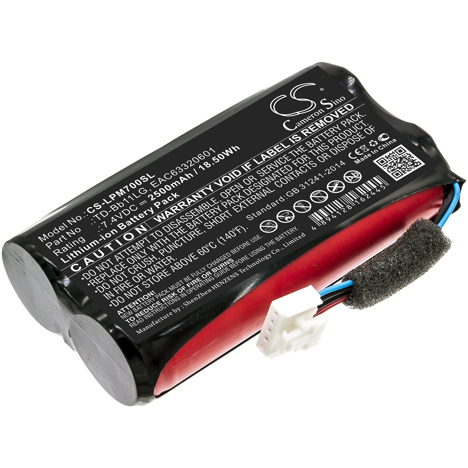 Li-ion Speaker Battery fits Lg, Music Flow P7, Np7550 7.4V, 2500mAh Speaker Cameron Sino Technology Limited