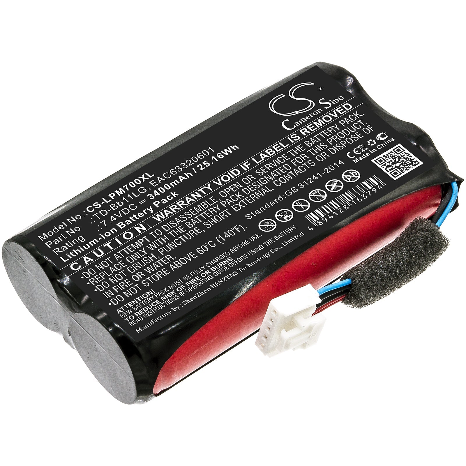Li-ion Speaker Battery fits Lg, Music Flow P7, Np7550 7.4V, 3400mAh Speaker Cameron Sino Technology Limited