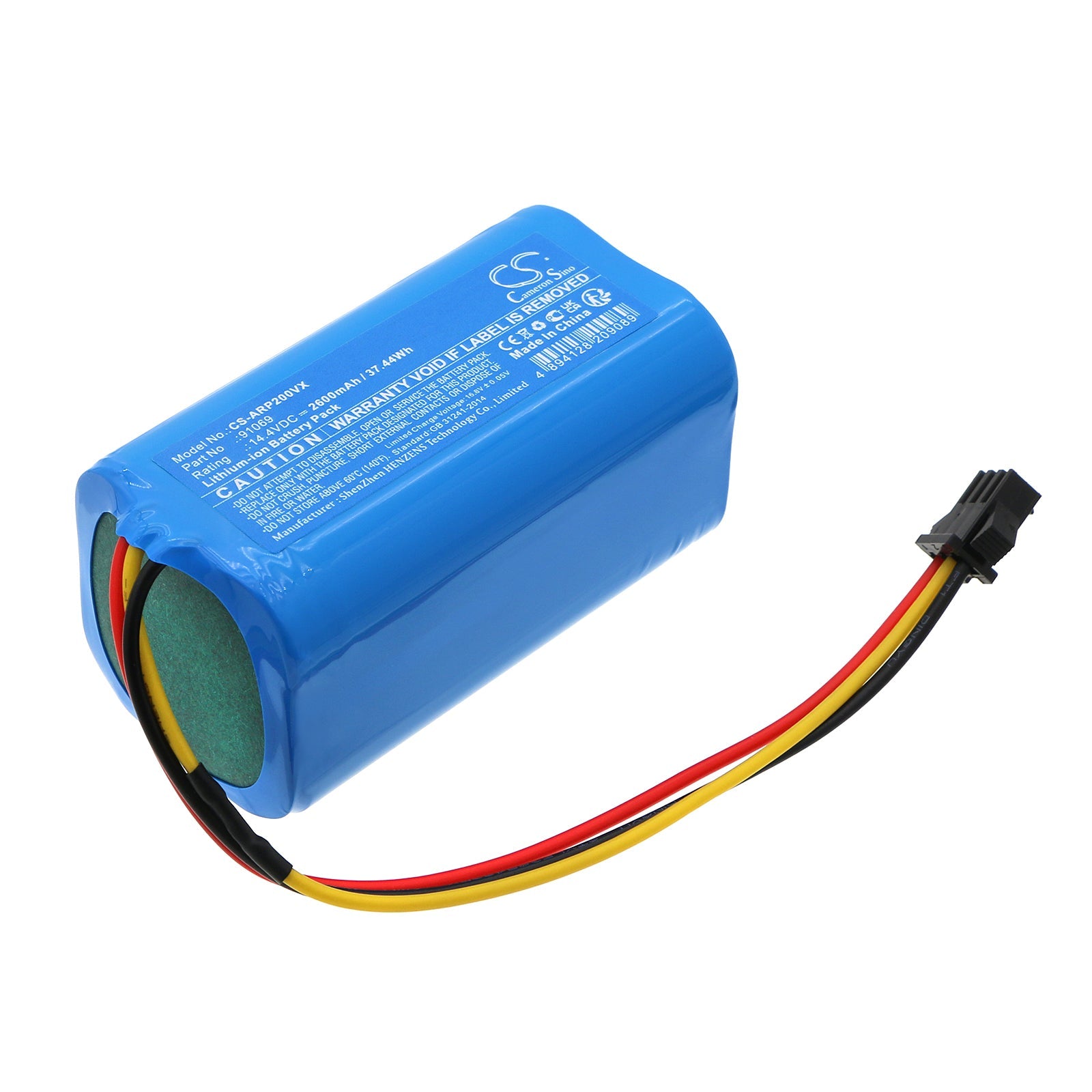 Li-ion, Vacuum Battery fits Airrobo P20, 14.4V, 2600mAh Vacuum Cameron Sino Technology Limited
