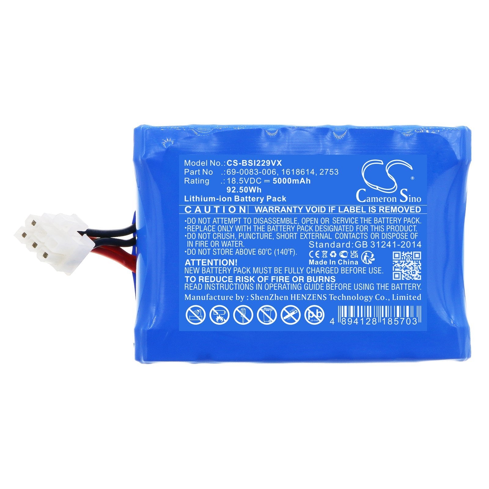 Li-ion, Vacuum Battery fits Bissell 2291, 2291+, 18.5V, 5000mAh Vacuum Cameron Sino Technology Limited